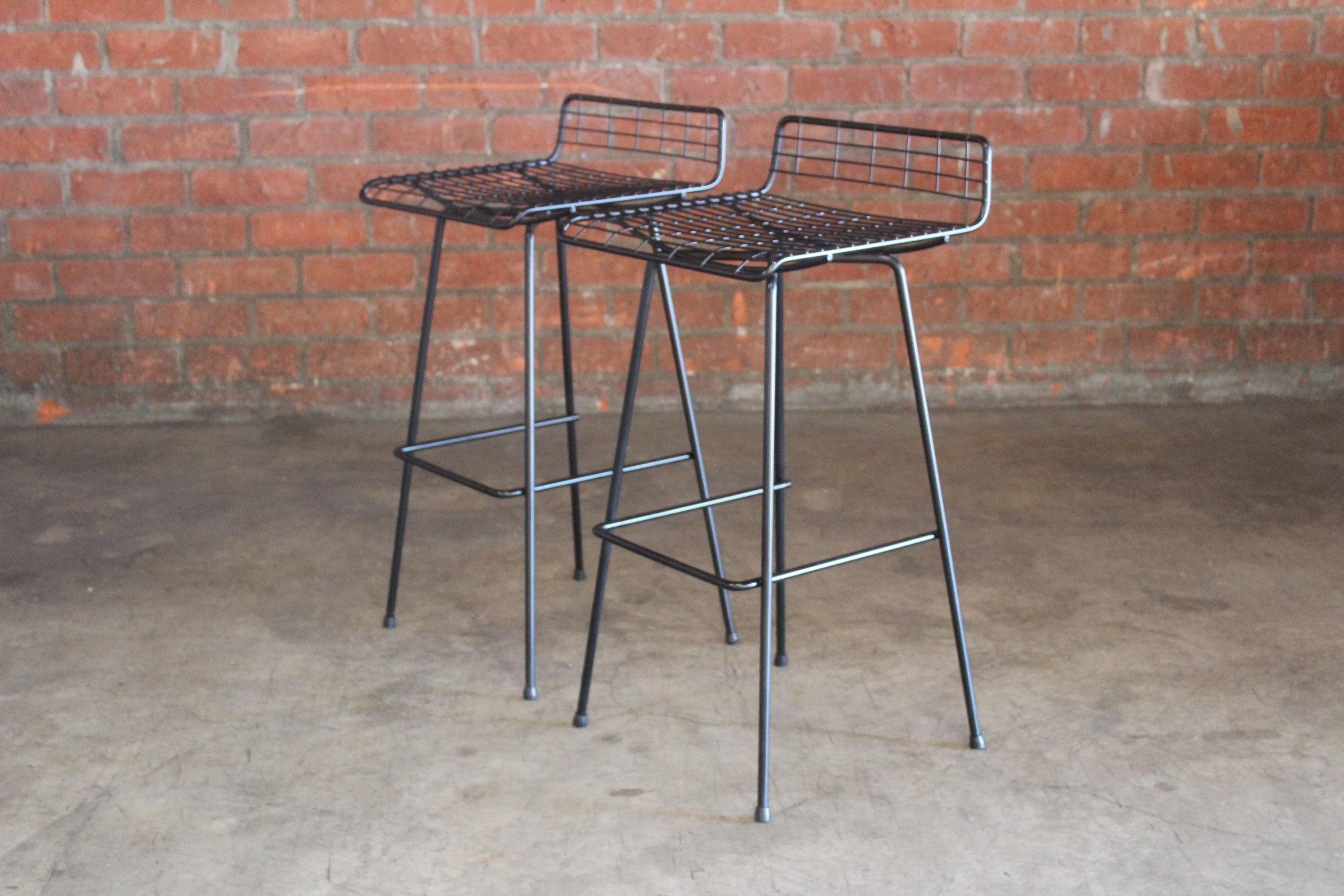 Pair of Iron Bar Stools by John Keal for Pacific Iron, 1950s 1