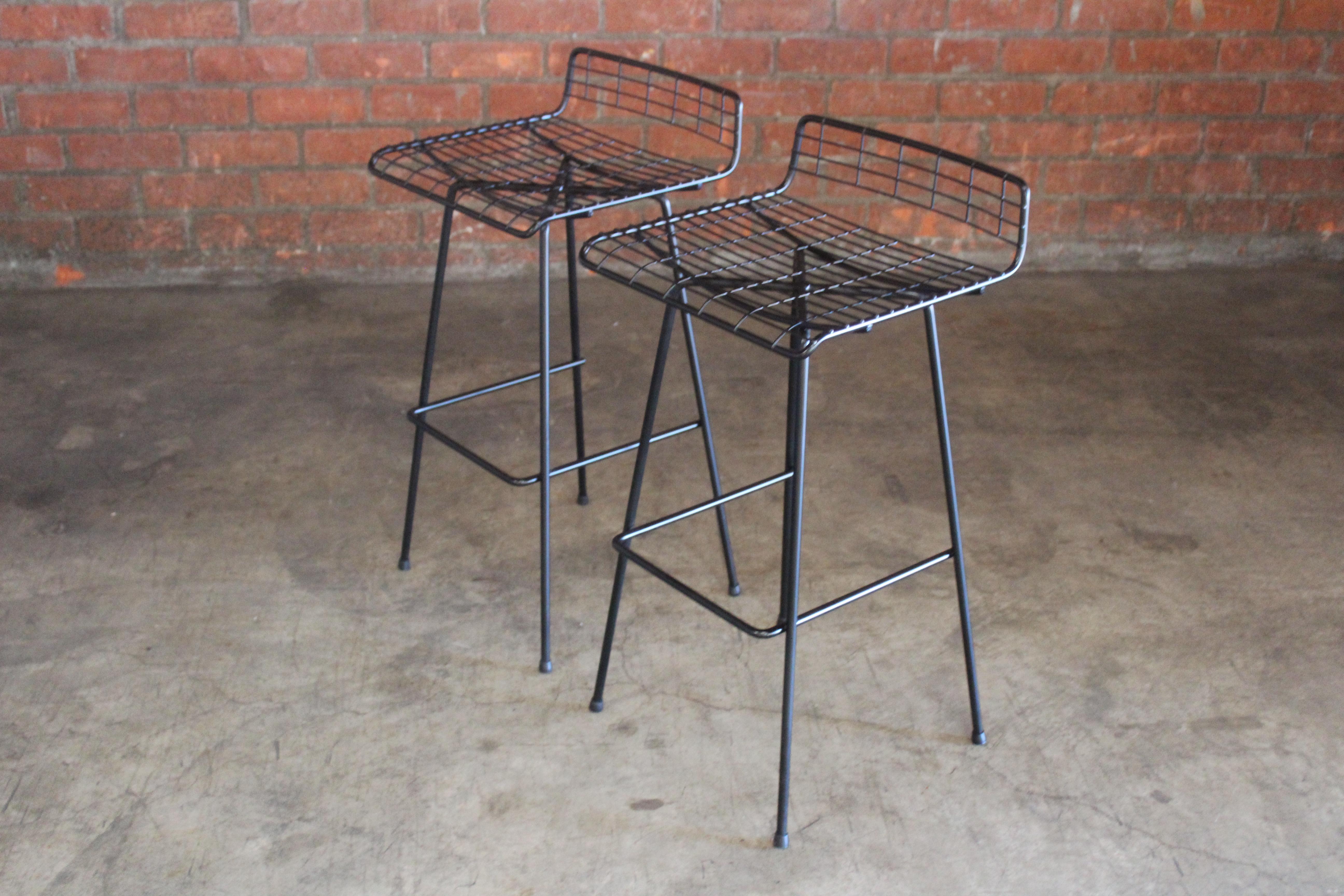 Pair of Iron Bar Stools by John Keal for Pacific Iron, 1950s 2