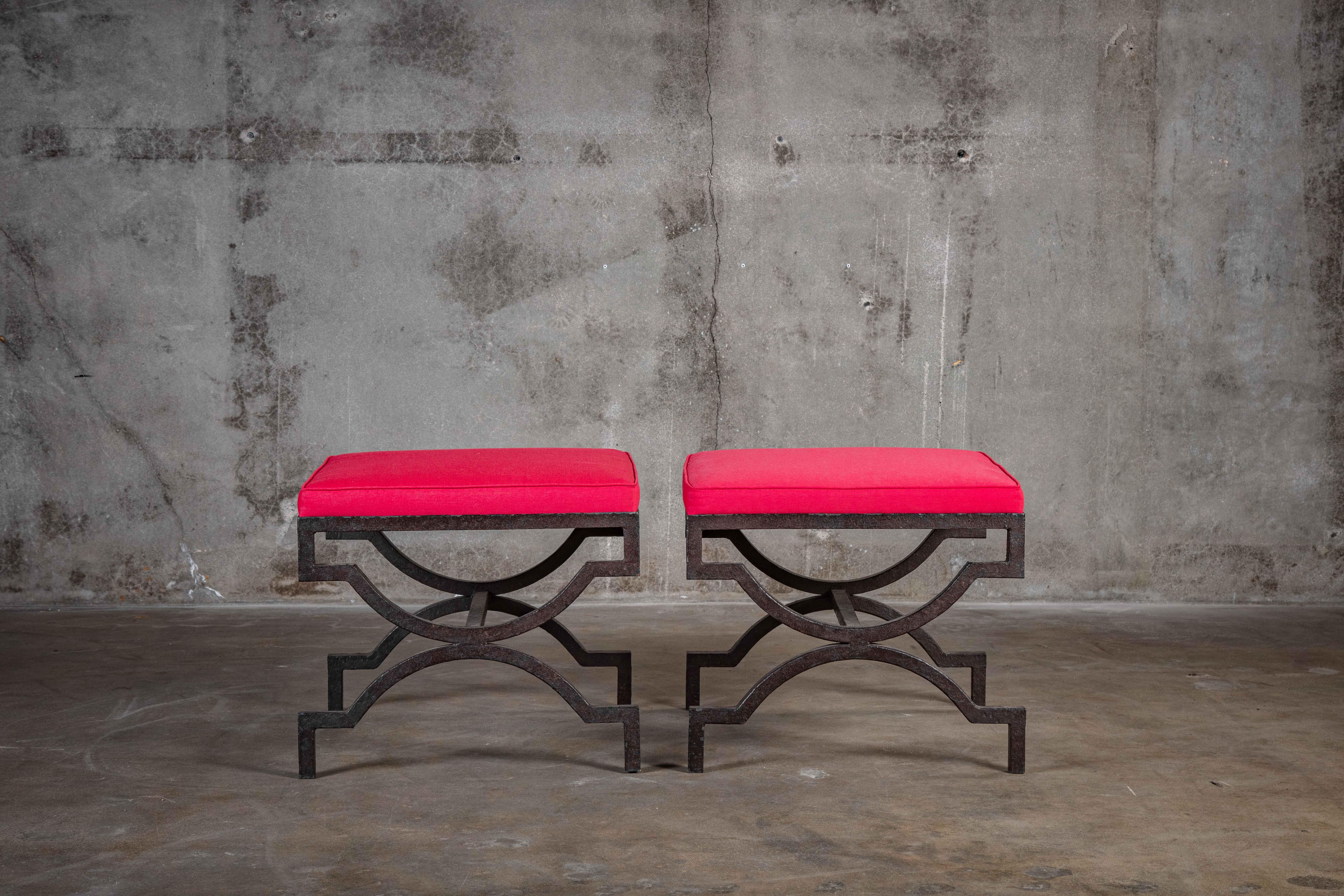 Pair of Iron Benches In Excellent Condition For Sale In Los Angeles, CA