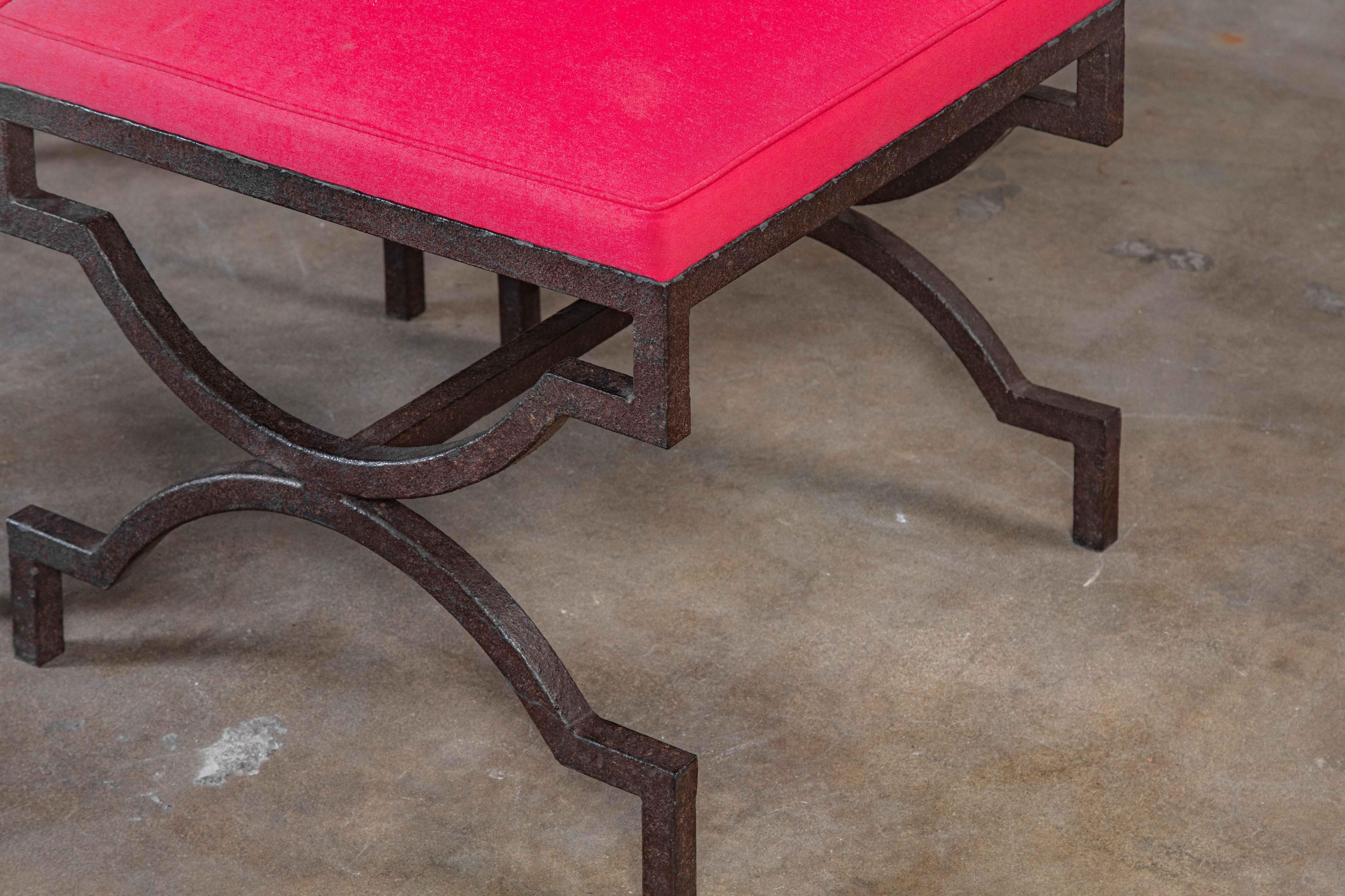Contemporary Pair of Iron Benches For Sale