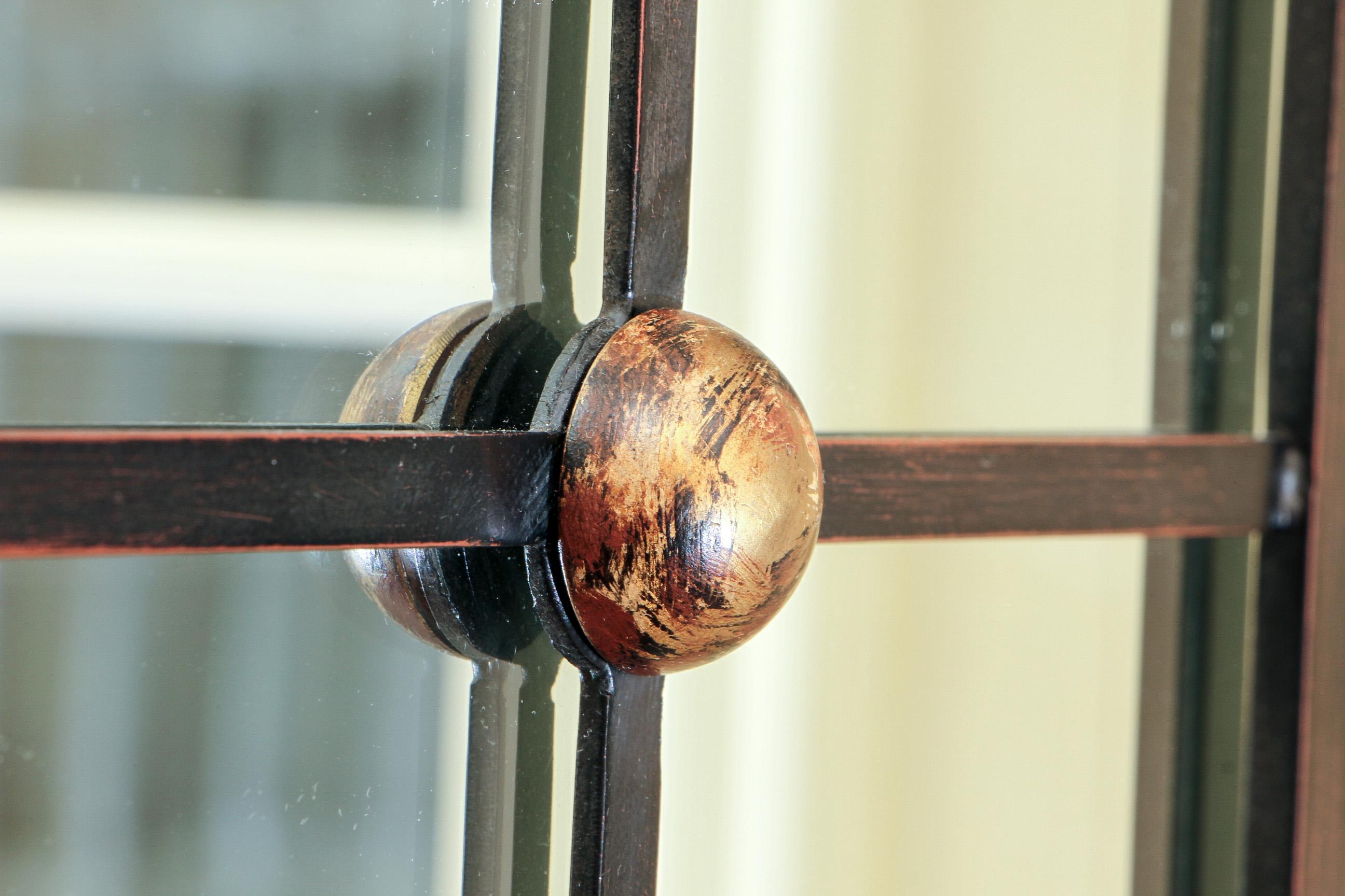 Pair of Iron, Brass and Crystal Sconce Mirrors 11