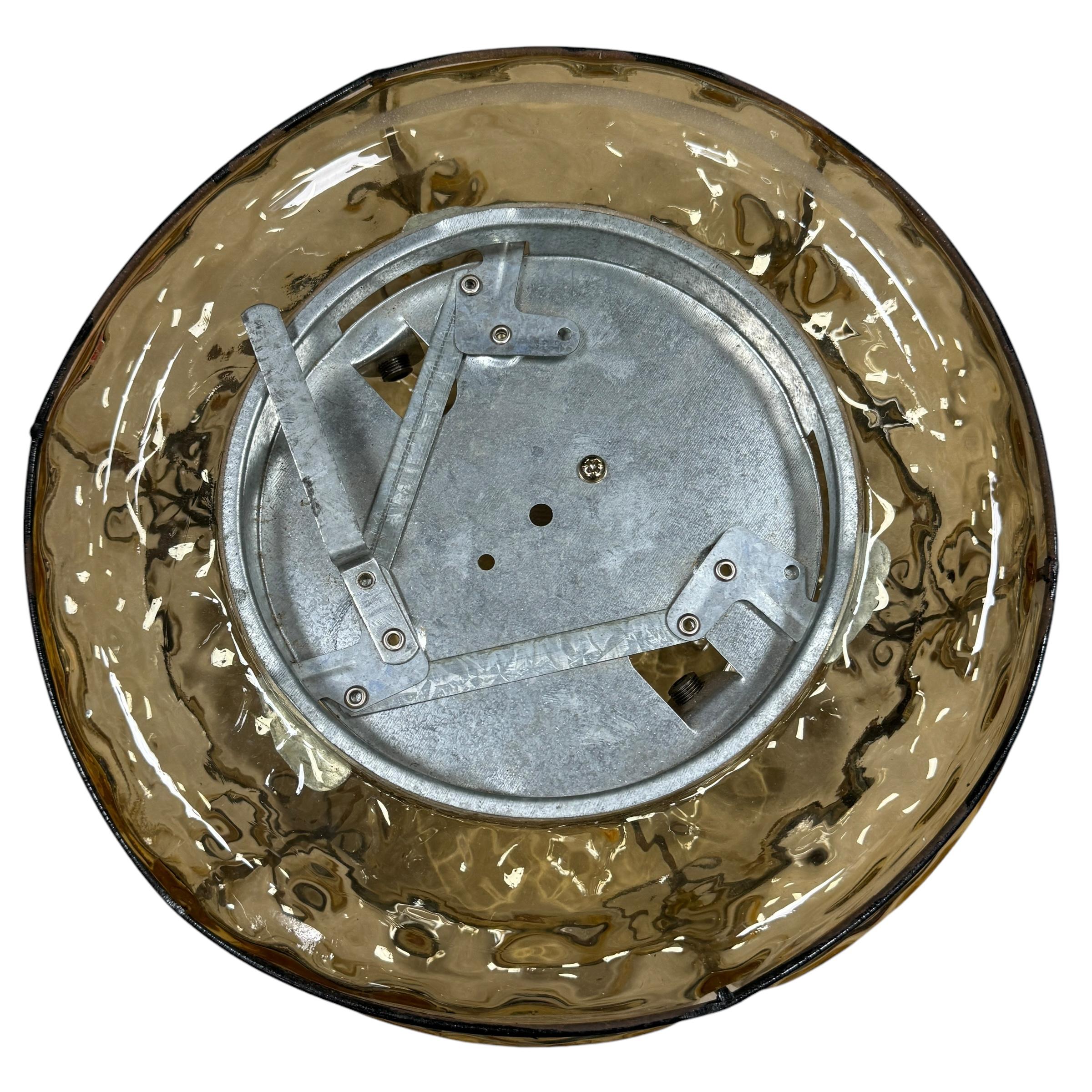 Coppia di  Lampada ad incasso in ferro con vetro veneziano, Italia, anni '50 in vendita 3