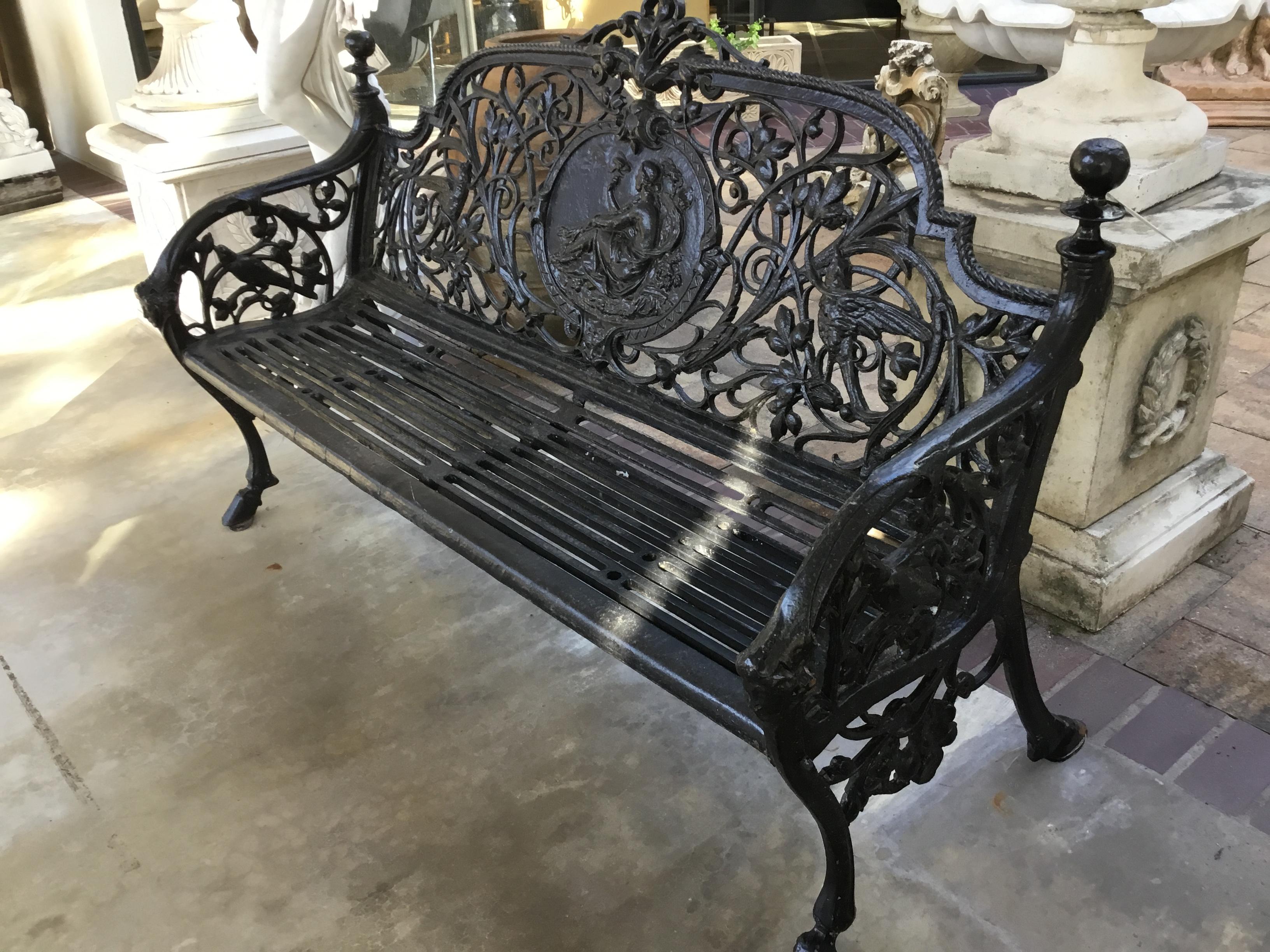 black iron bench