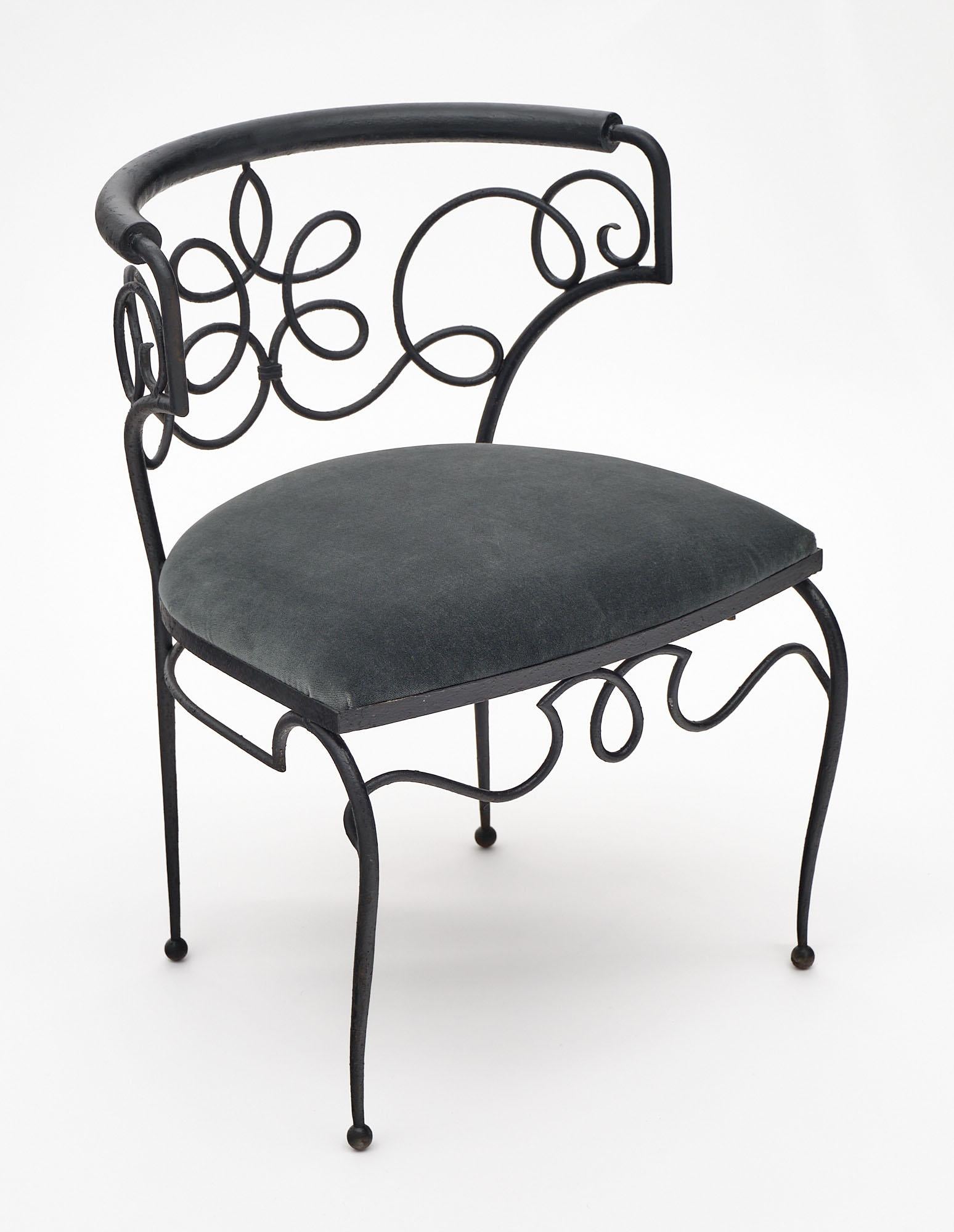 Art Deco Pair of Iron Chairs by René Drouet