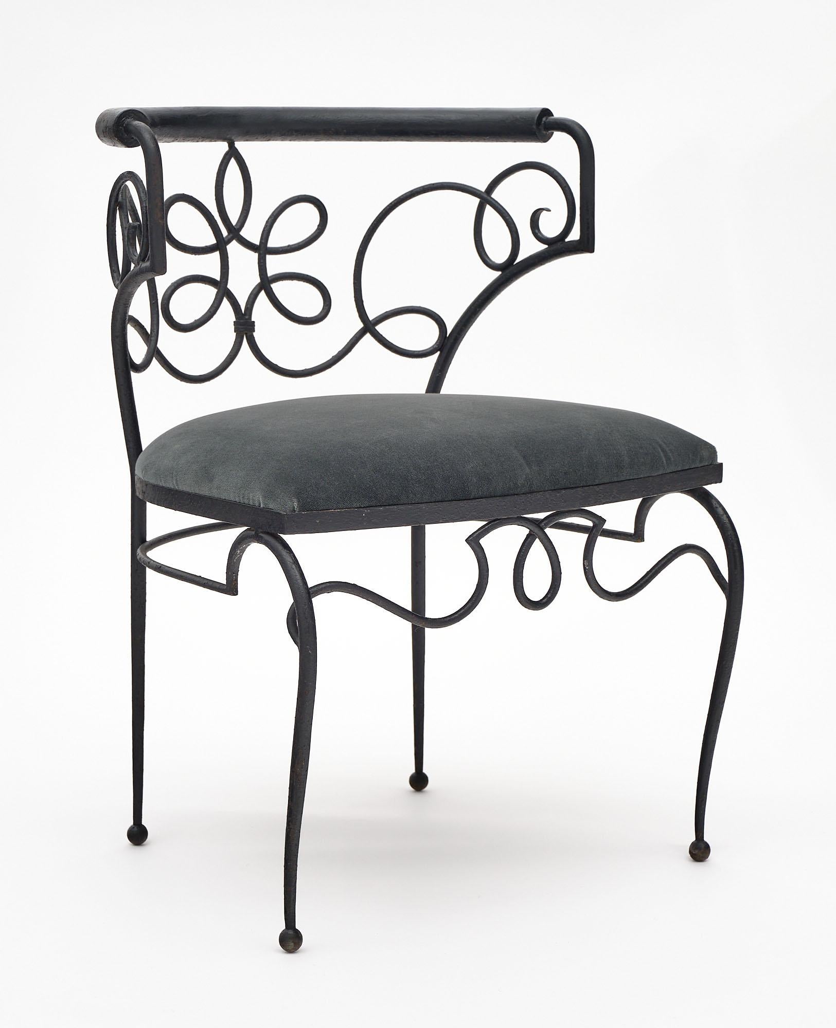 French Pair of Iron Chairs by René Drouet