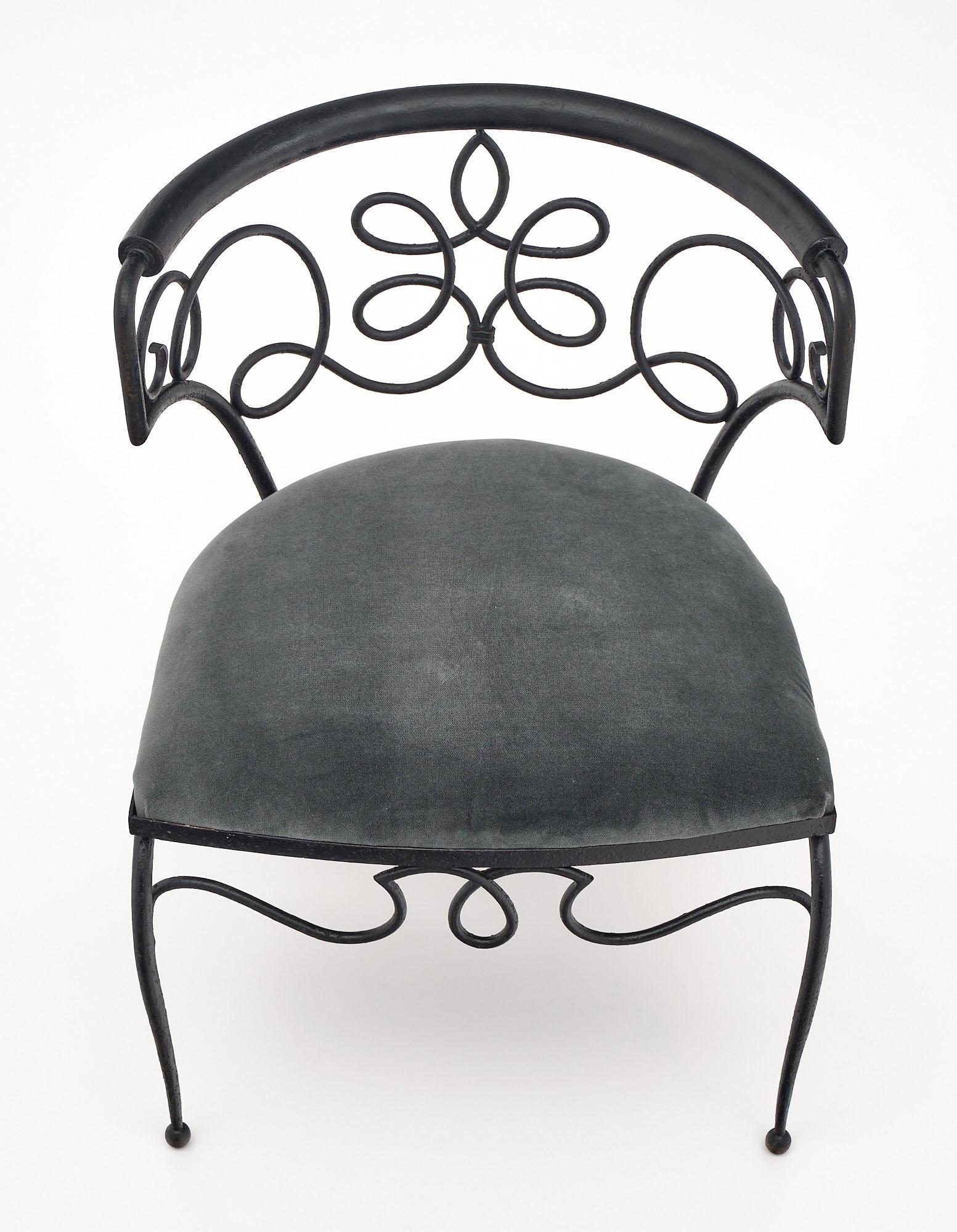 Mid-20th Century Pair of Iron Chairs by René Drouet