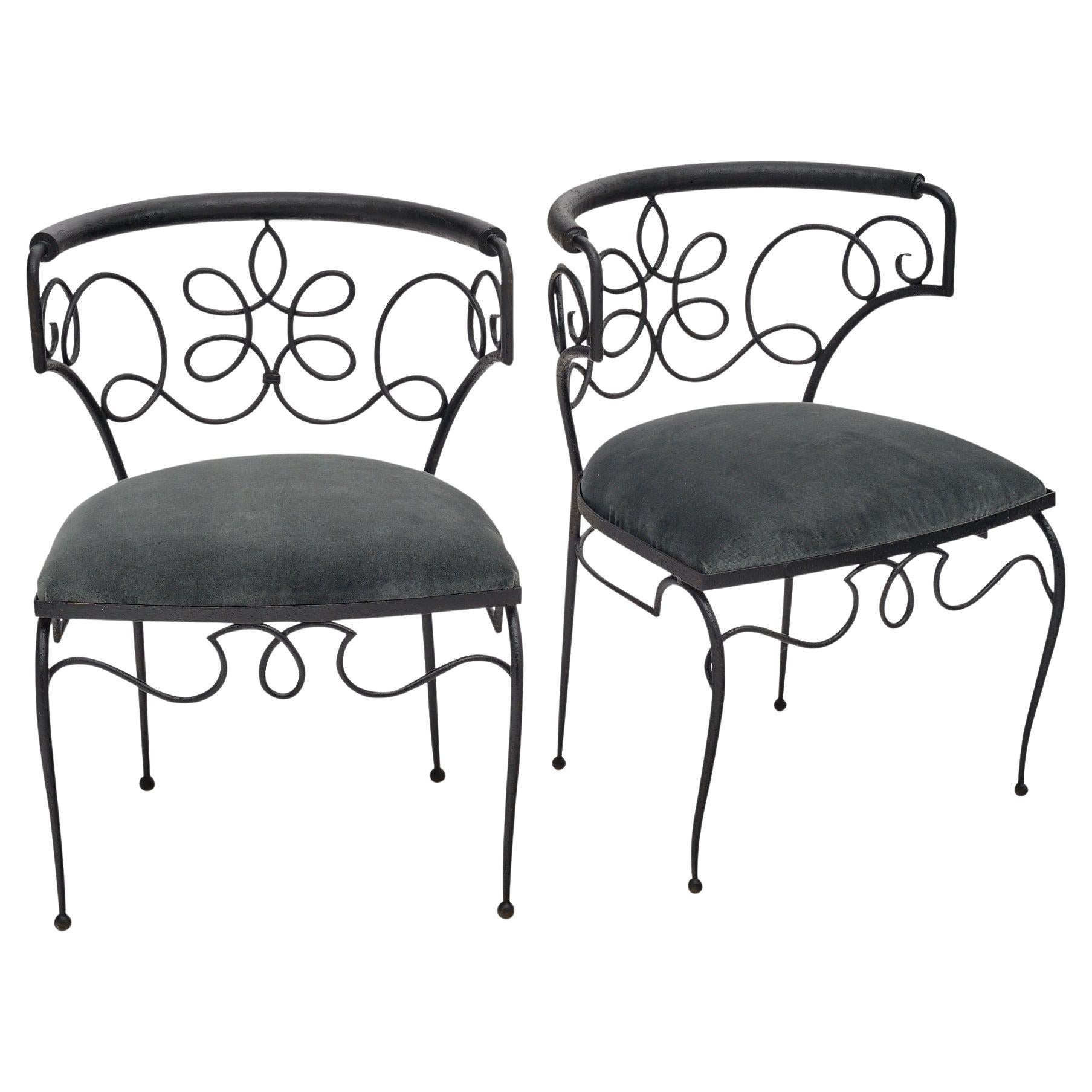 Pair of Iron Chairs by René Drouet