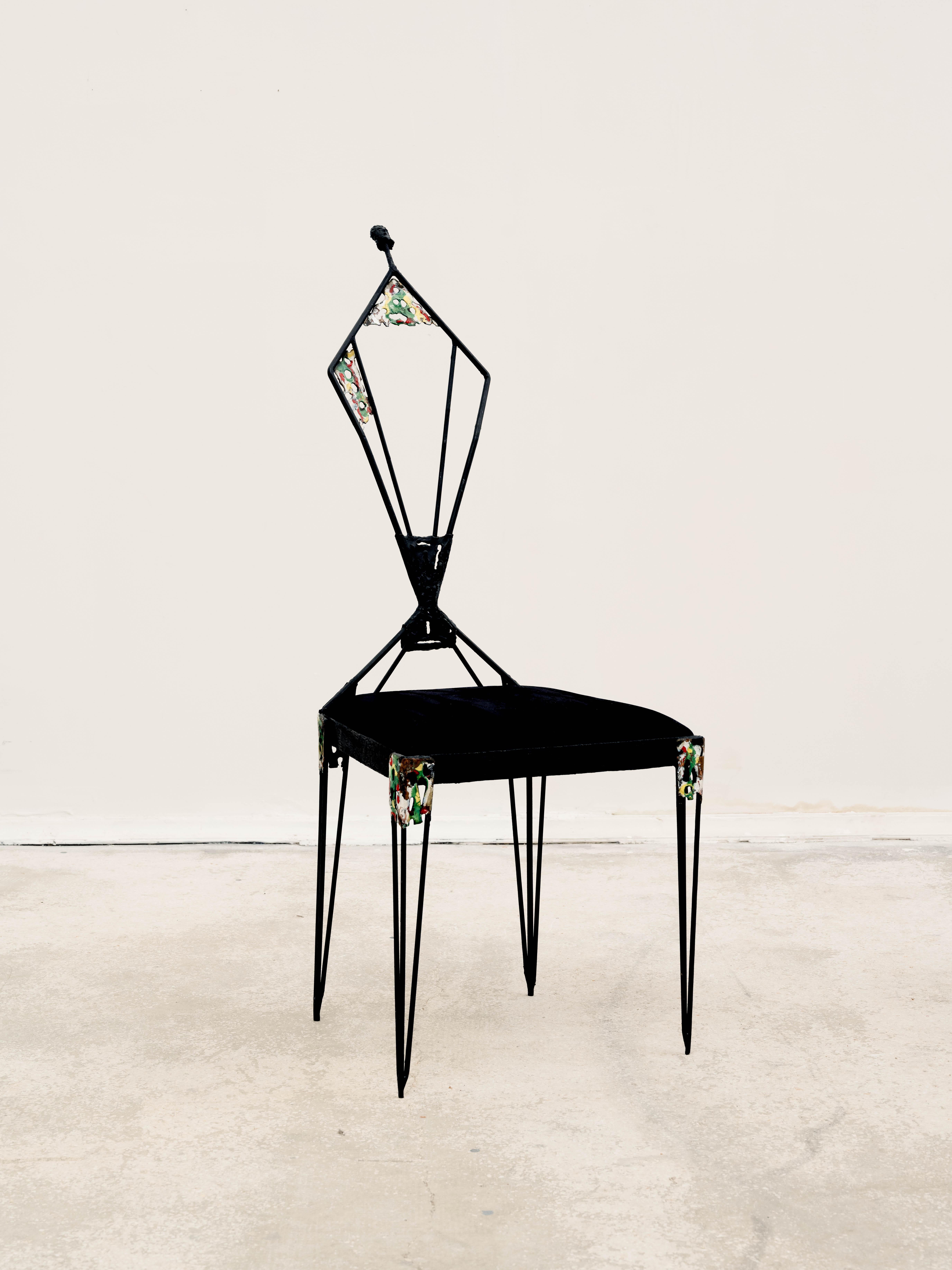 Paire de chaises en fer de l'artiste Ugo Trevisan 1960, design italien du milieu du siècle dernier en vente 2