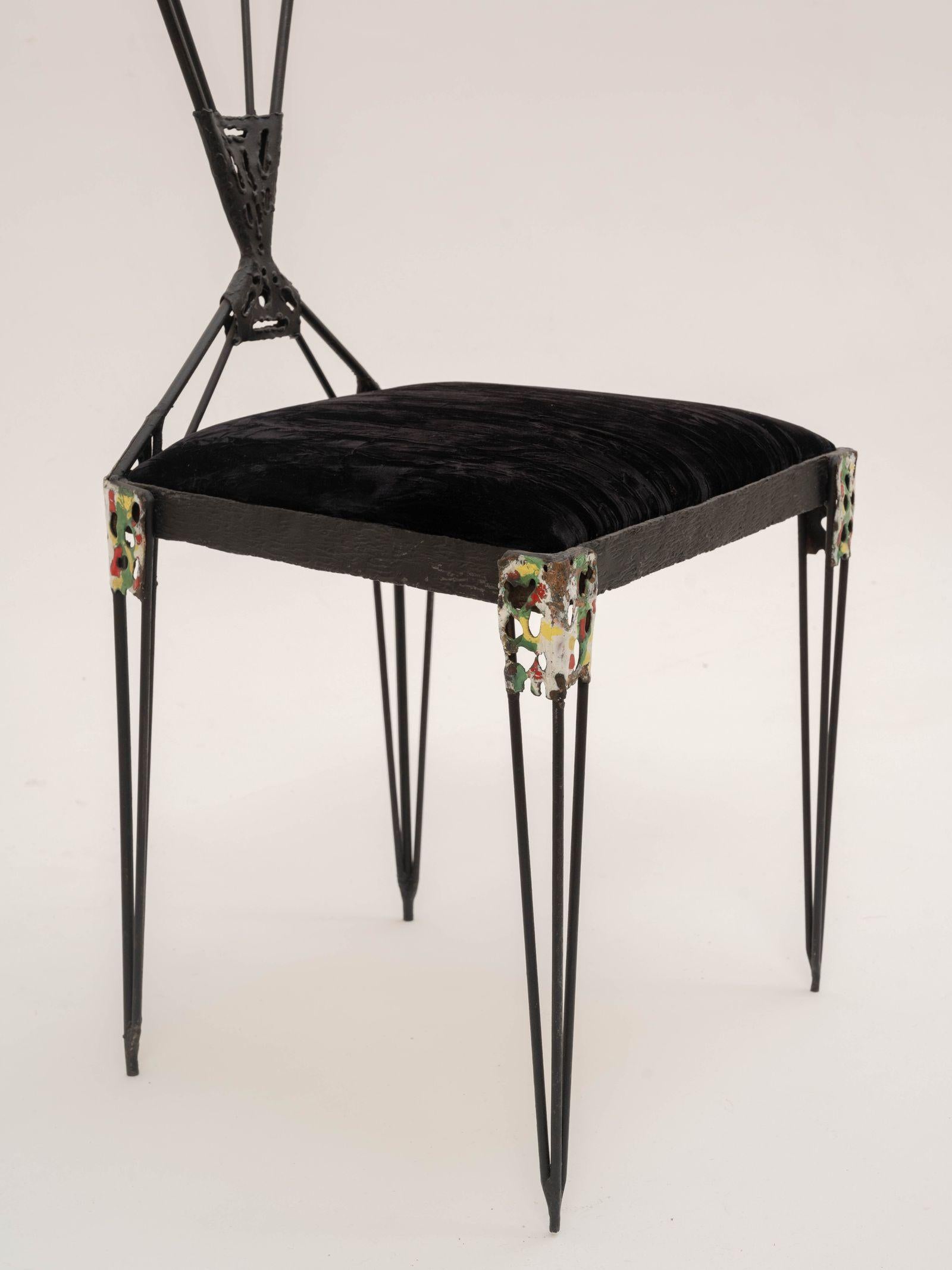 Pair of Iron Chairs by the Artist Ugo Trevisan 1960s, Mid-Century Italian design In Good Condition For Sale In MARSEILLE, FR