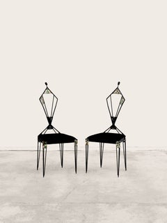 Pair of Iron Chairs by the Artist Ugo Trevisan 1960s, Mid-Century Italian design