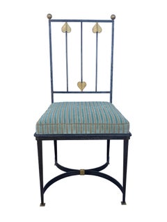 Paire de chaises en fer avec tissu en velours rayé Rose Tarlow