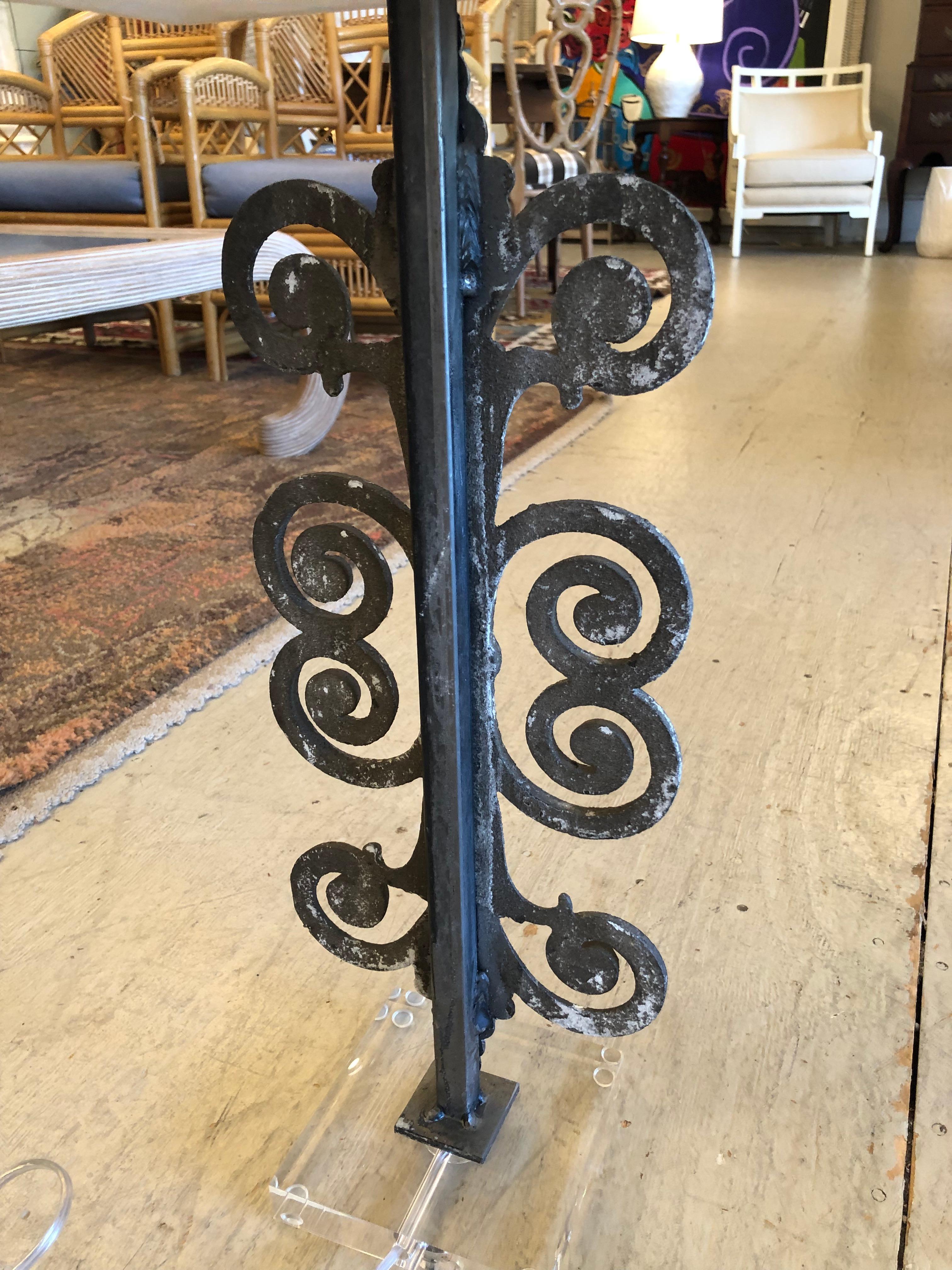 Pair of Iron Curlicue Filigree Table Lamps For Sale 5