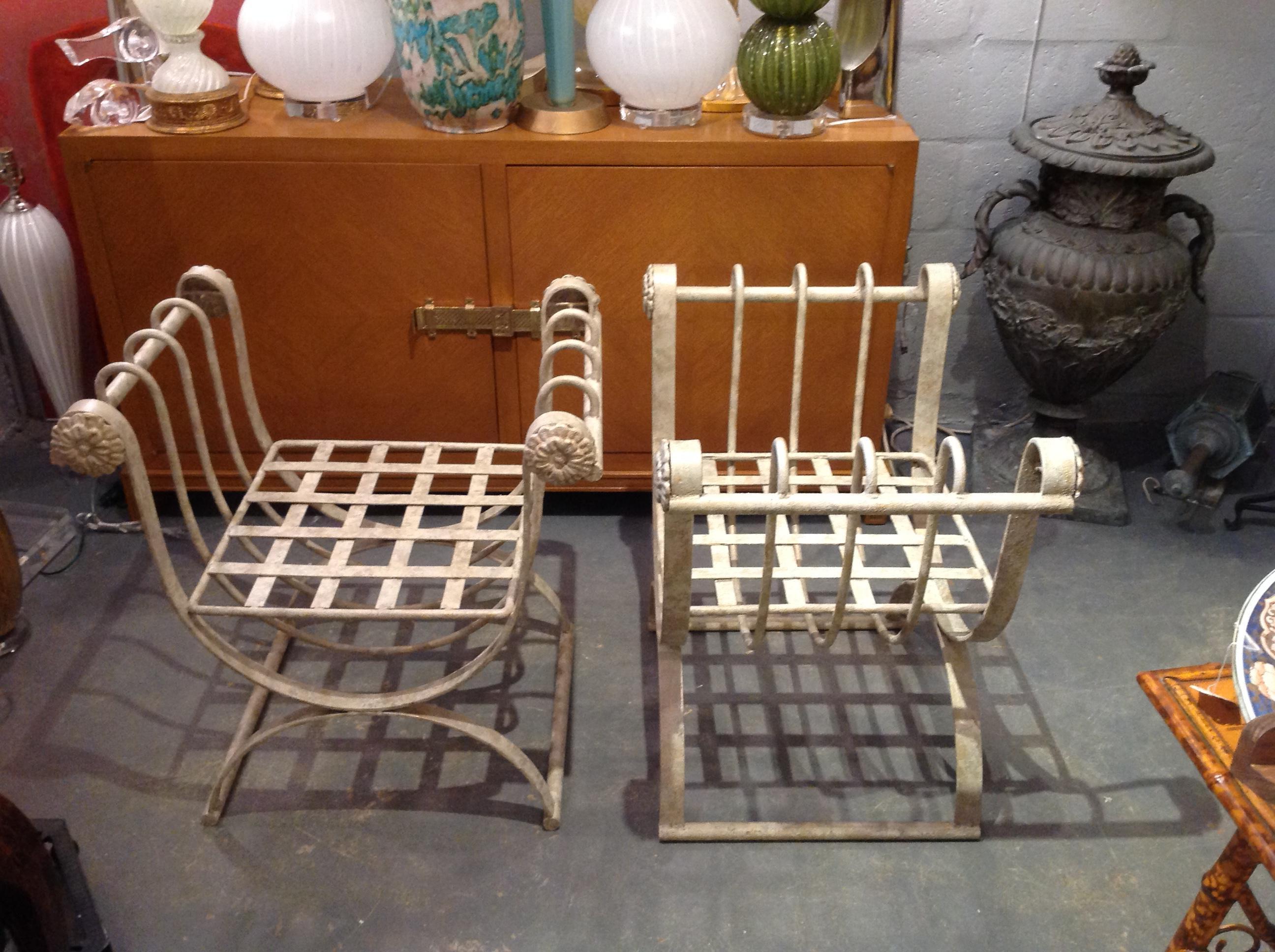 Pair of Iron Curule Benches 1