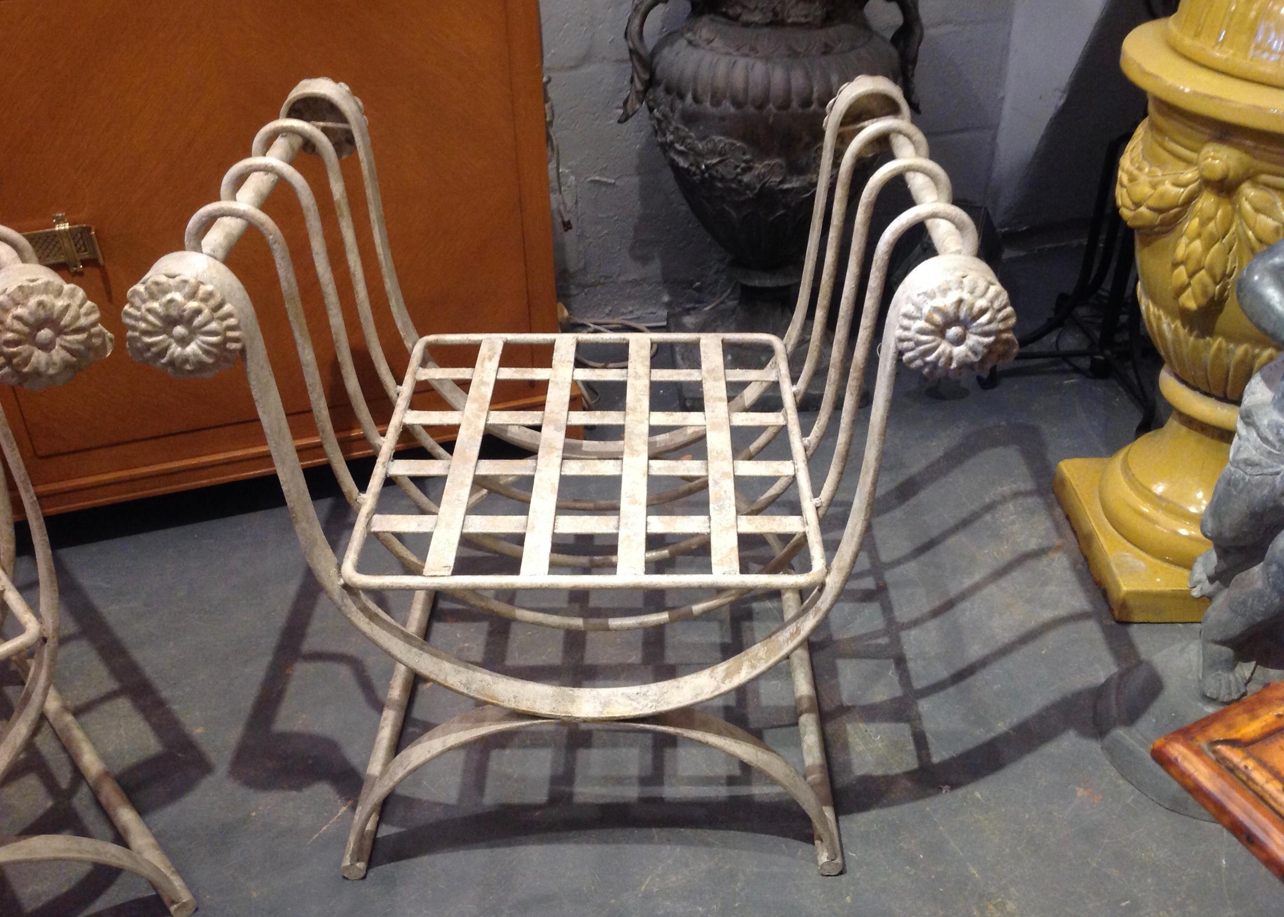 Pair of Iron Curule Benches 3