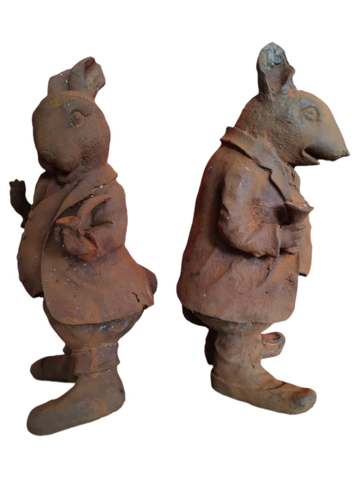 Pair of Iron Figures. 50's Garden Figures 20th Century For Sale 1