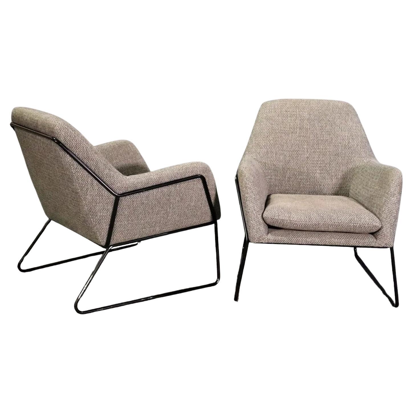 Pair of Iron Frame Lounge Chairs For Sale