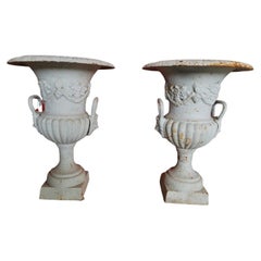 Pair of Iron Garden Medici Vases, 1950s