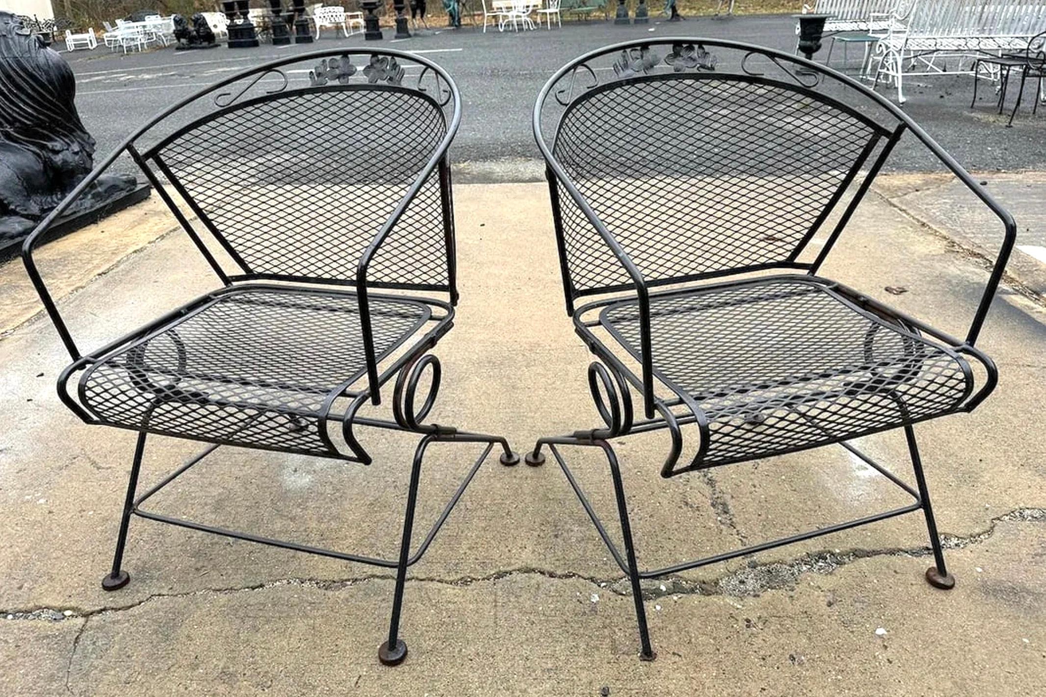 Pair of Iron Garden Spring Chairs For Sale 4