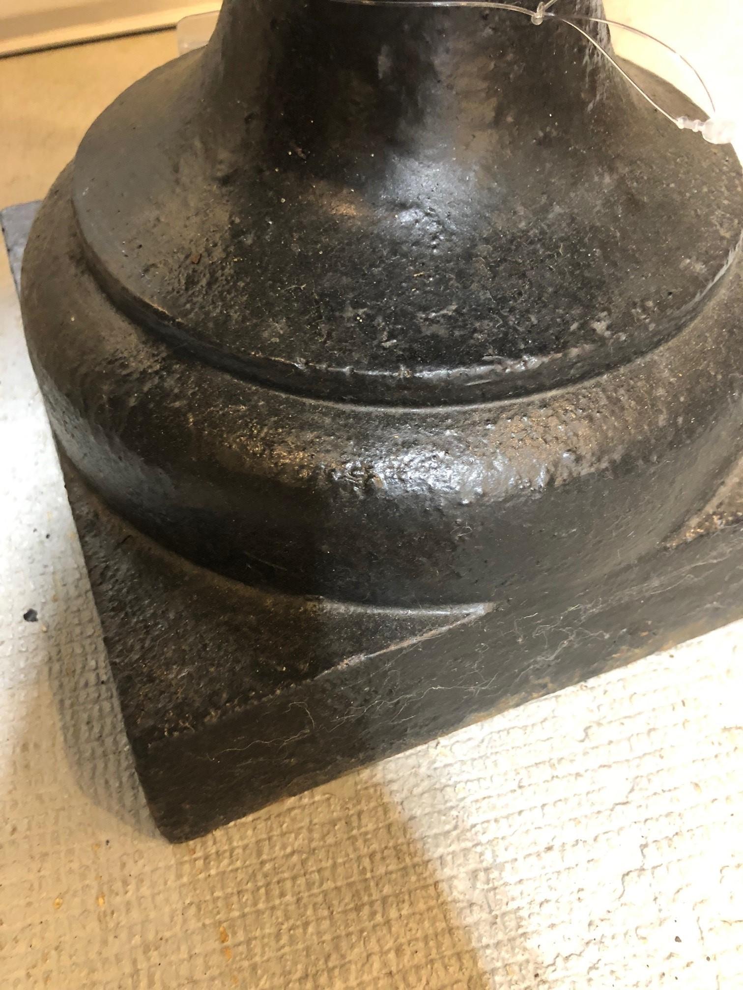 Pair of Iron Garden Urns with Black Finish In Good Condition In Stamford, CT
