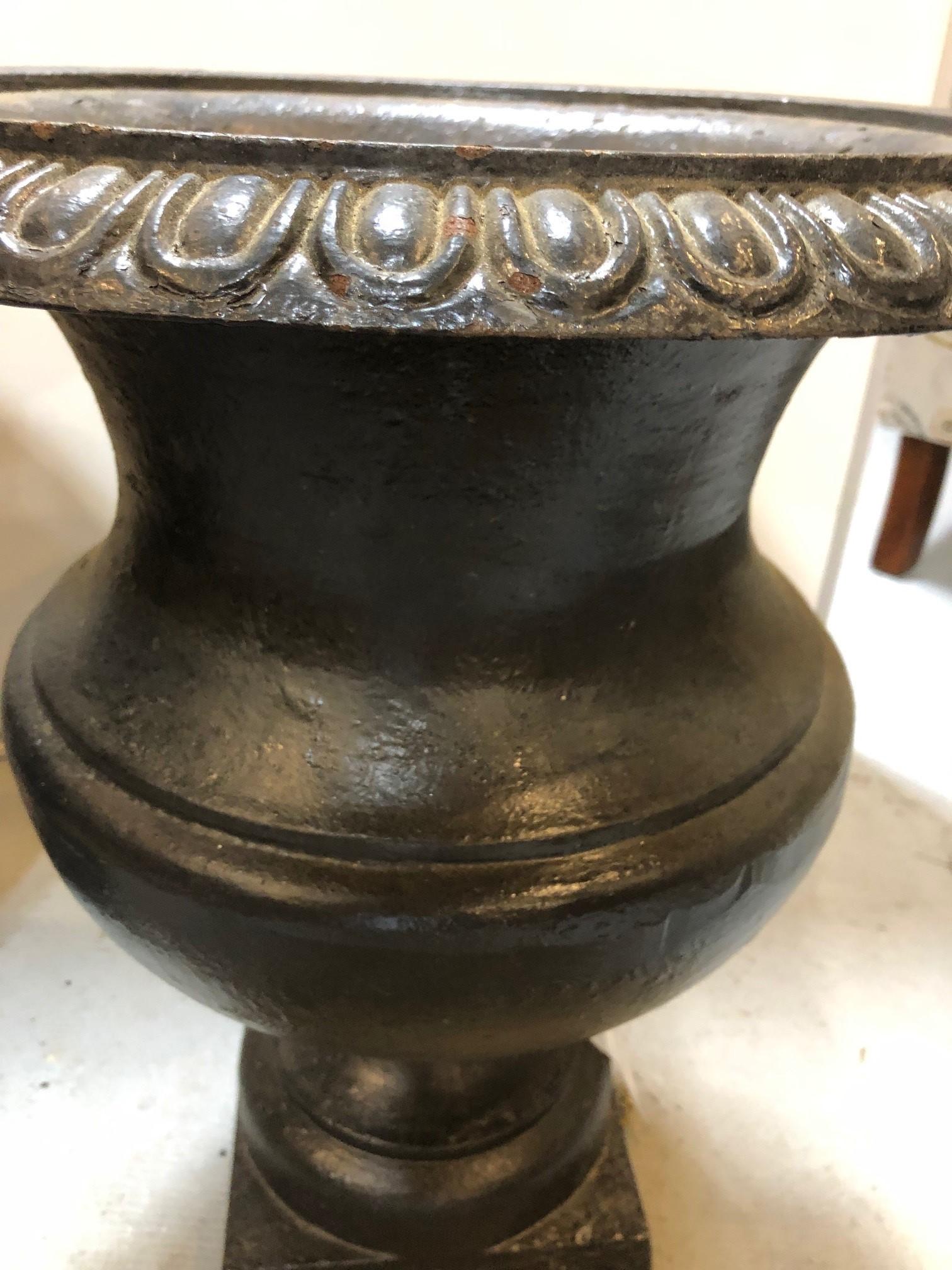 Pair of Iron Garden Urns with Black Finish 2