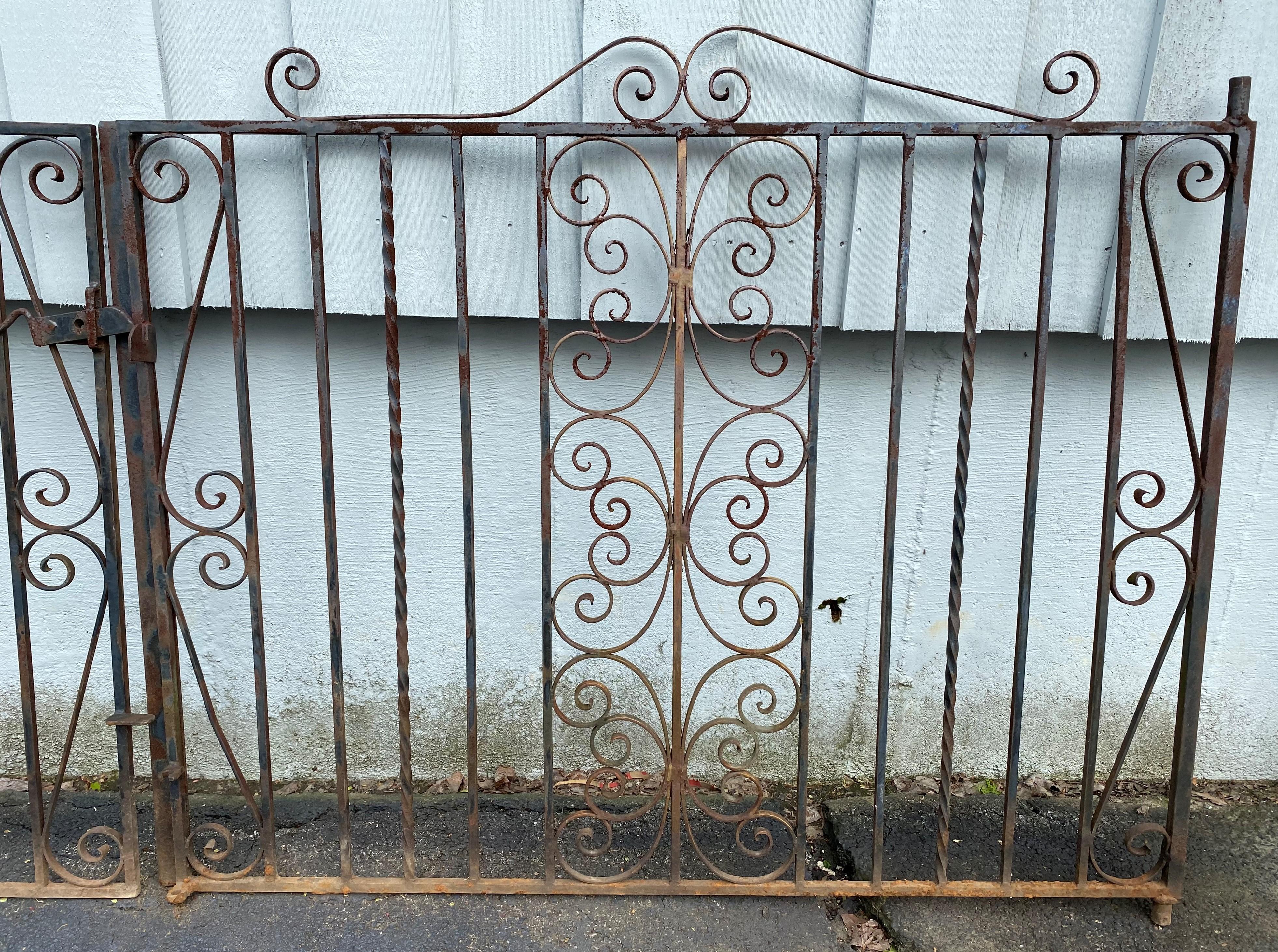 Welded Pair of Iron Gates with Scrollwork Design For Sale