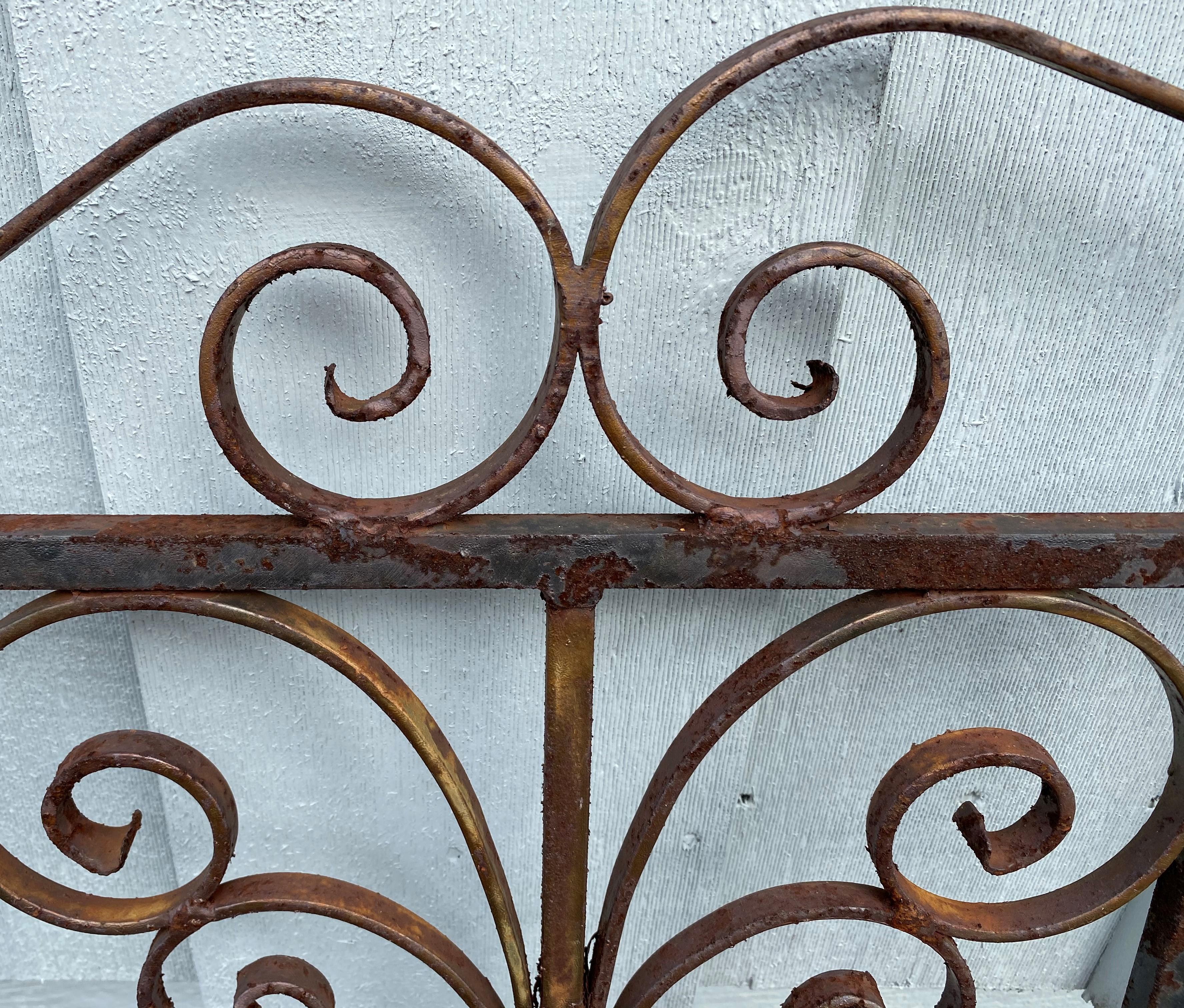 Pair of Iron Gates with Scrollwork Design In Good Condition For Sale In Milford, NH