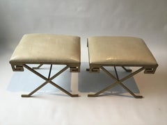 Pair of Iron Greek Key Benches