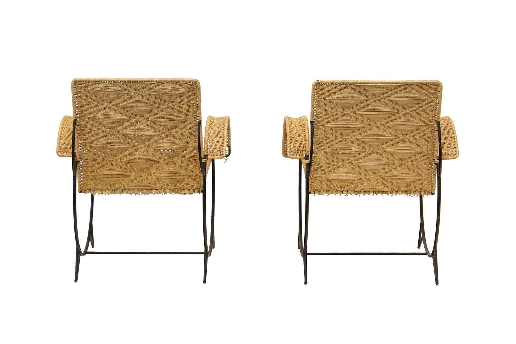 Mid-20th Century Pair of Iron Hoop Chairs For Sale