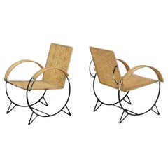 Vintage Pair of Iron Hoop Chairs