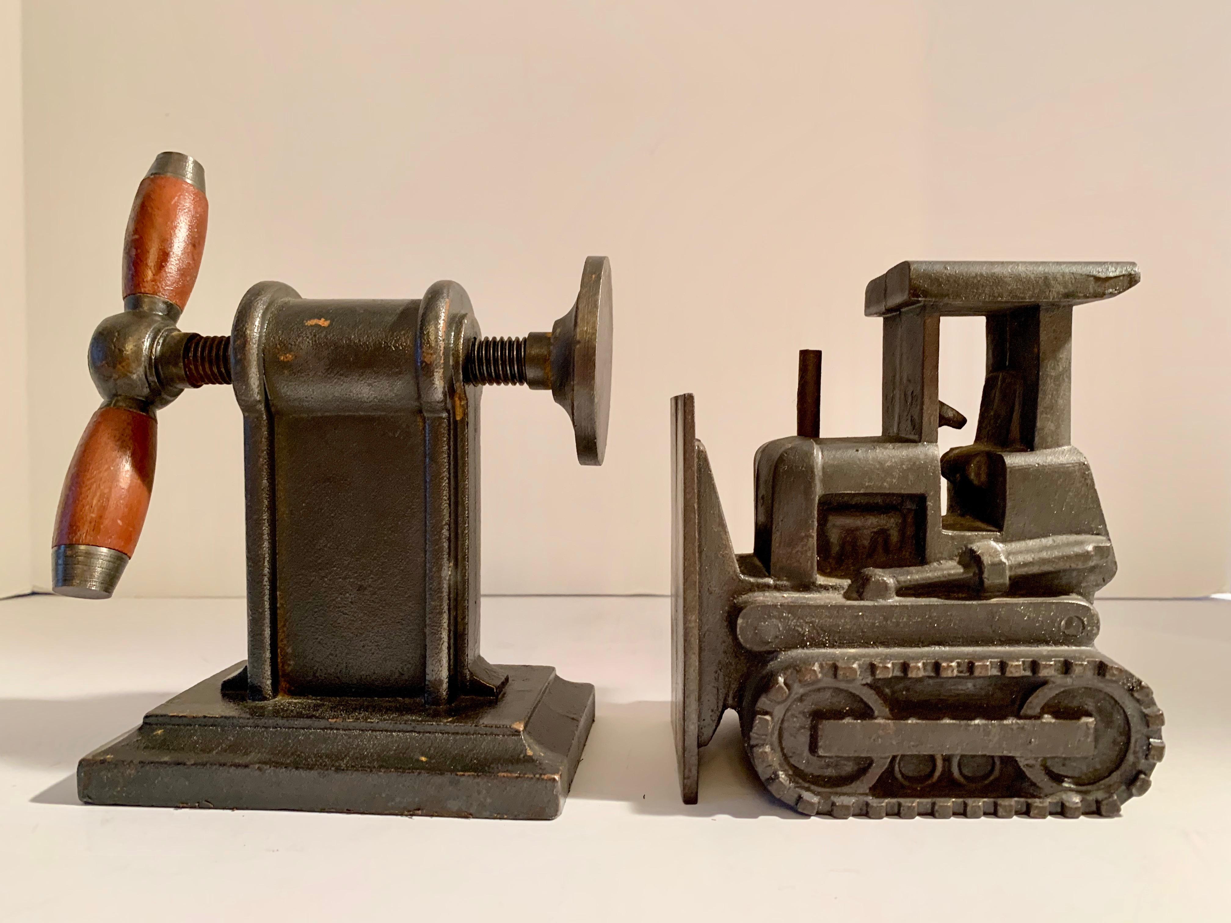 Pair of Iron Industrial Bookends  1