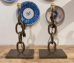 Pair of Iron Lamps with Chain Shape