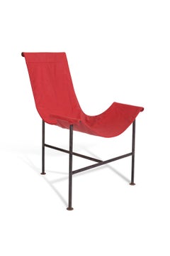 Sling Chairs After Giorgio Belloli in Red Leather and Iron