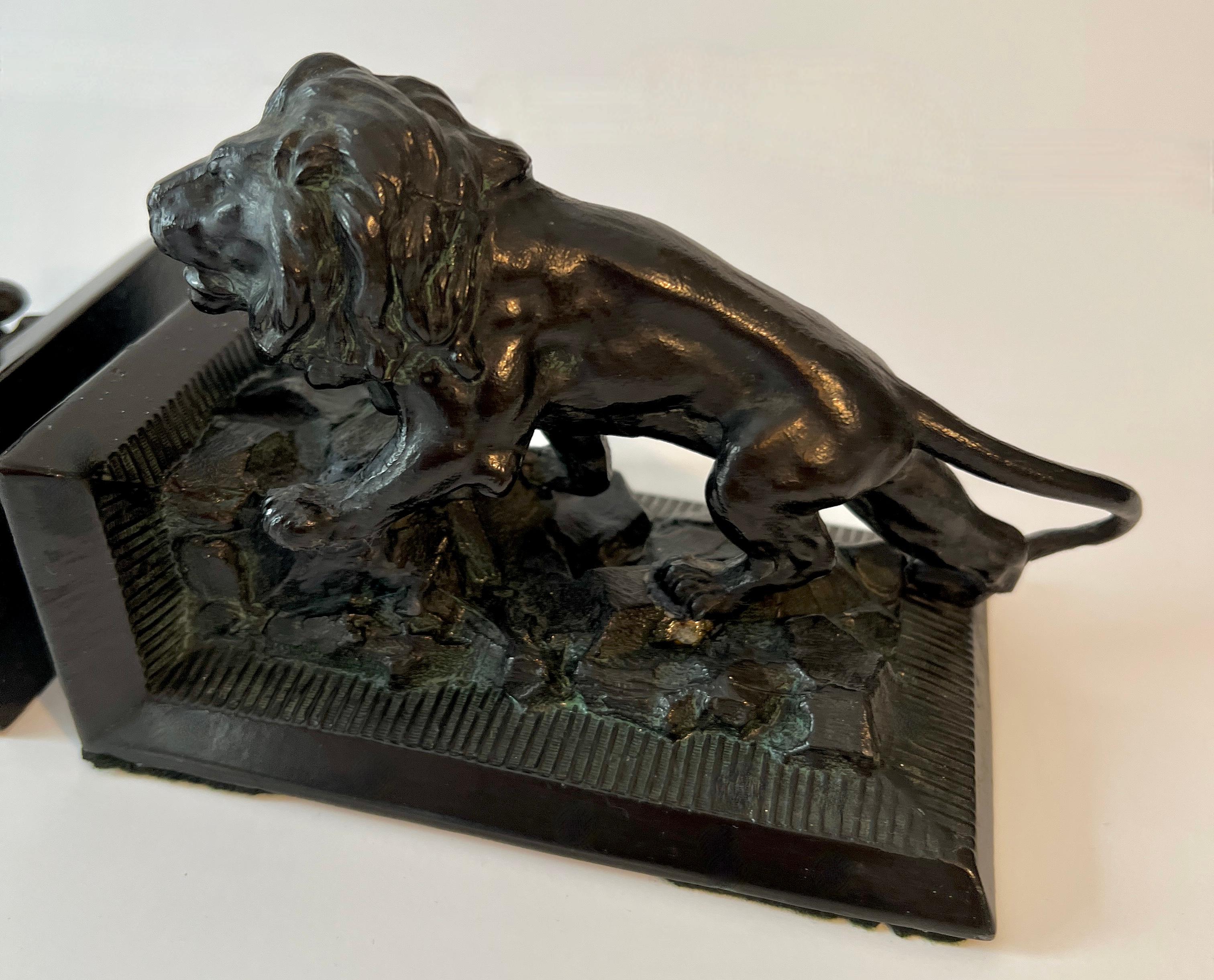 Pair of Iron Lion Bookends For Sale 1