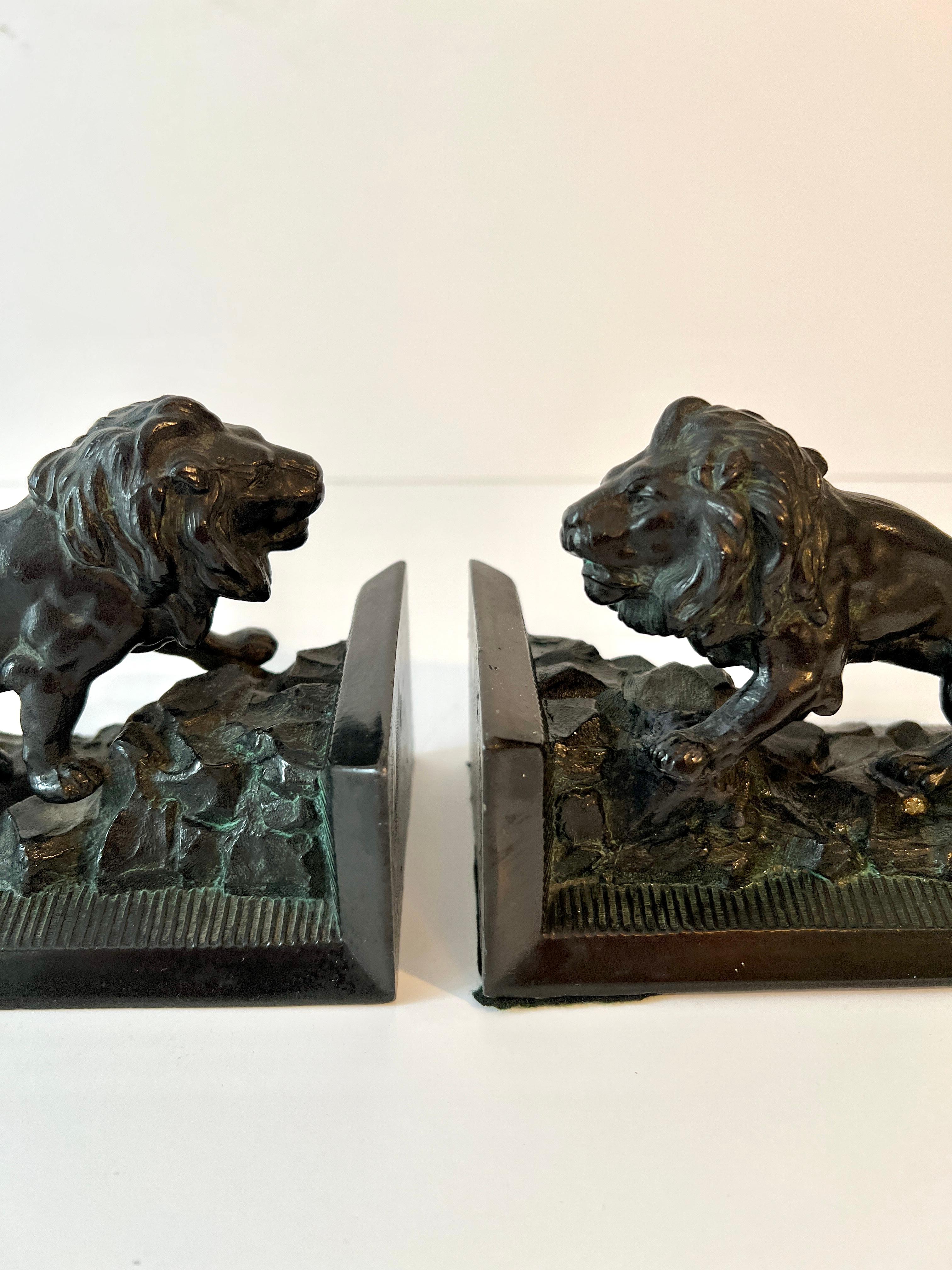 Pair of Iron Lion Bookends For Sale 2