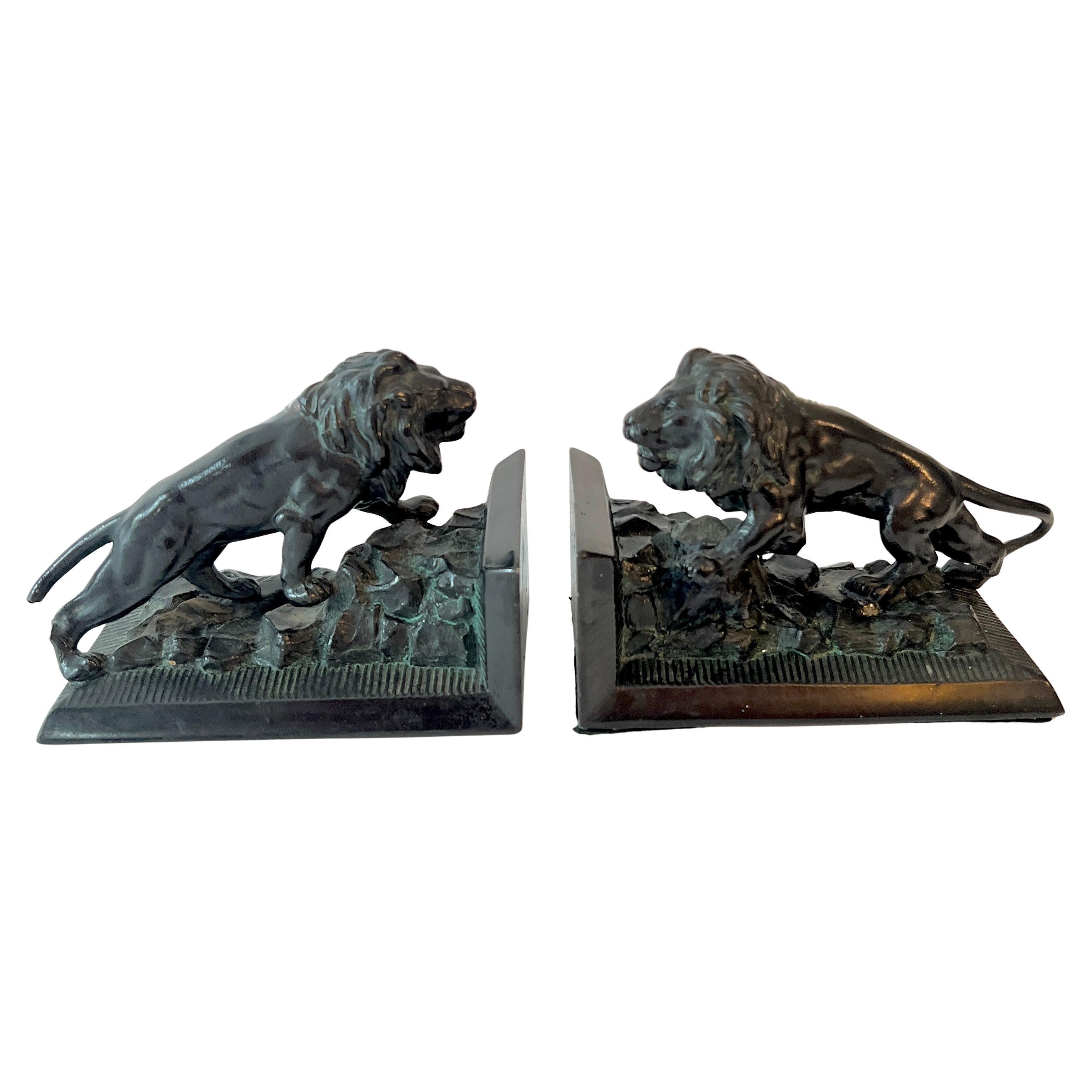 Pair of Iron Lion Bookends