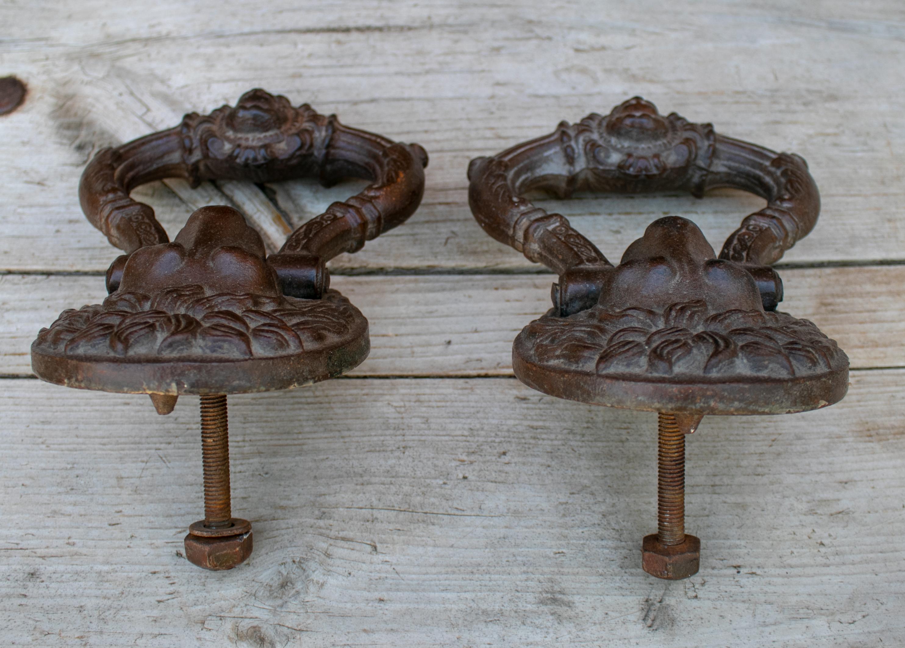 Pair of Iron Lion Heads Door Knokers from 19th Century 1
