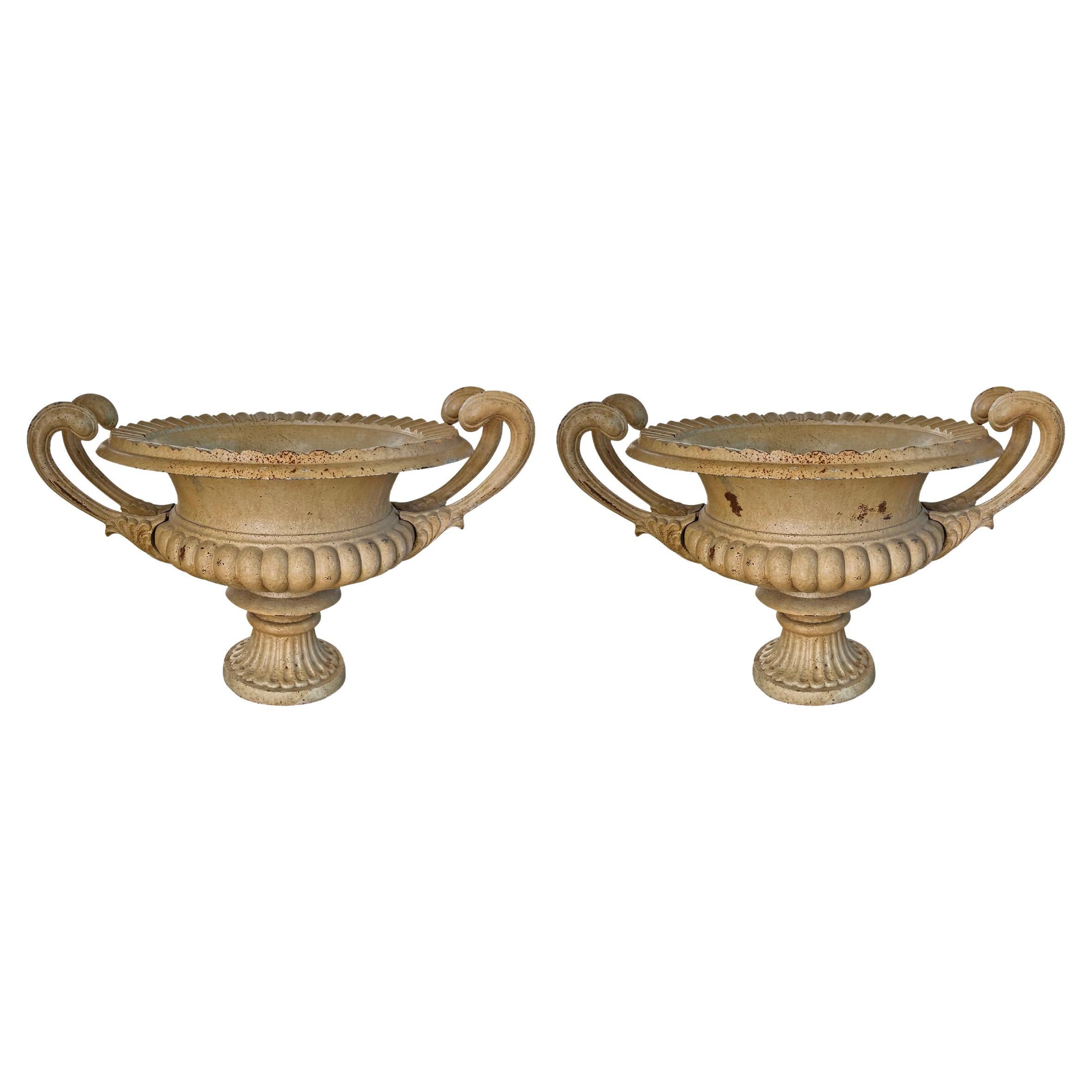 Pair of Iron Neoclassical Planters For Sale