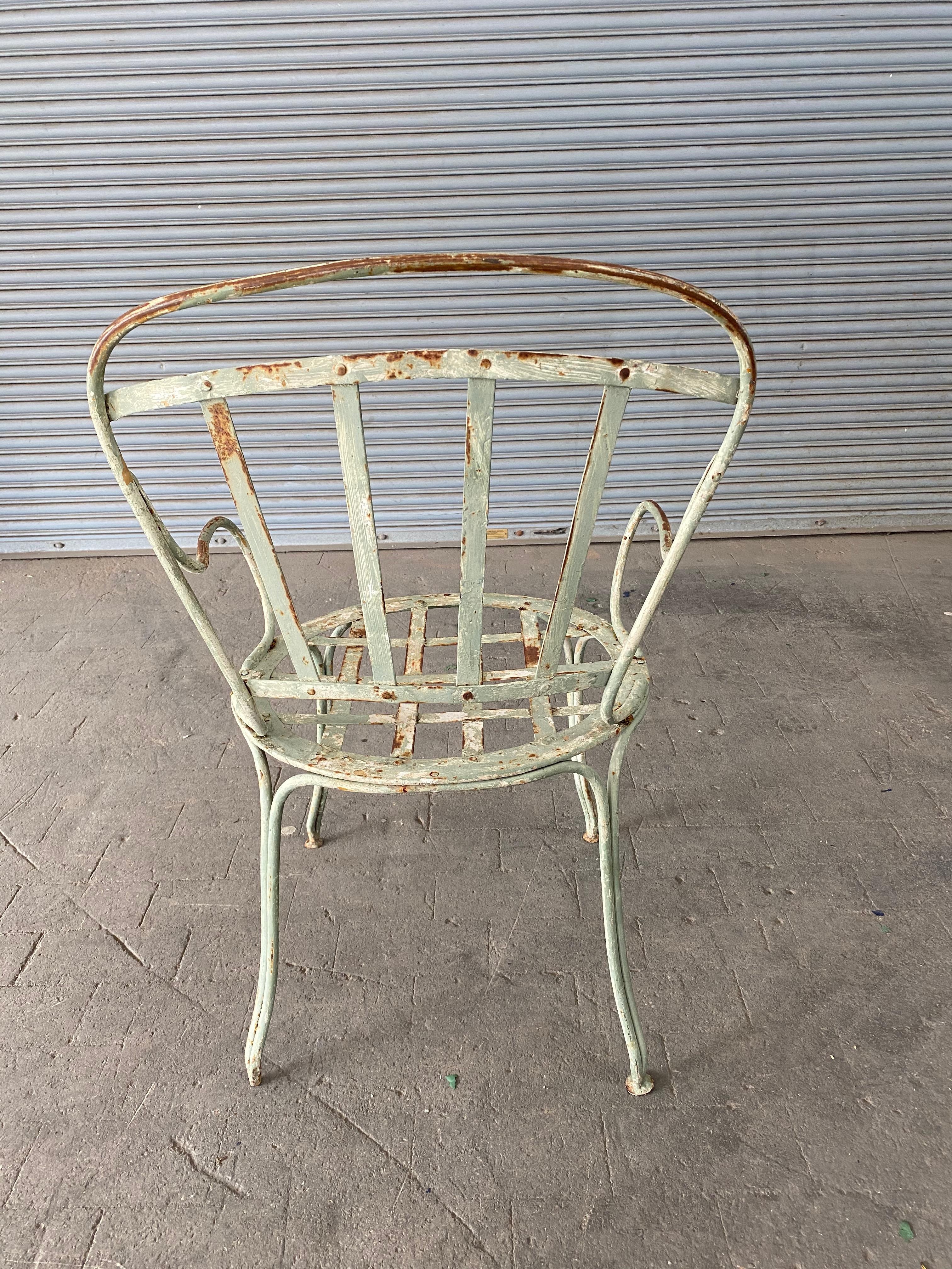 Pair of Iron Painted French Garden Chairs 6