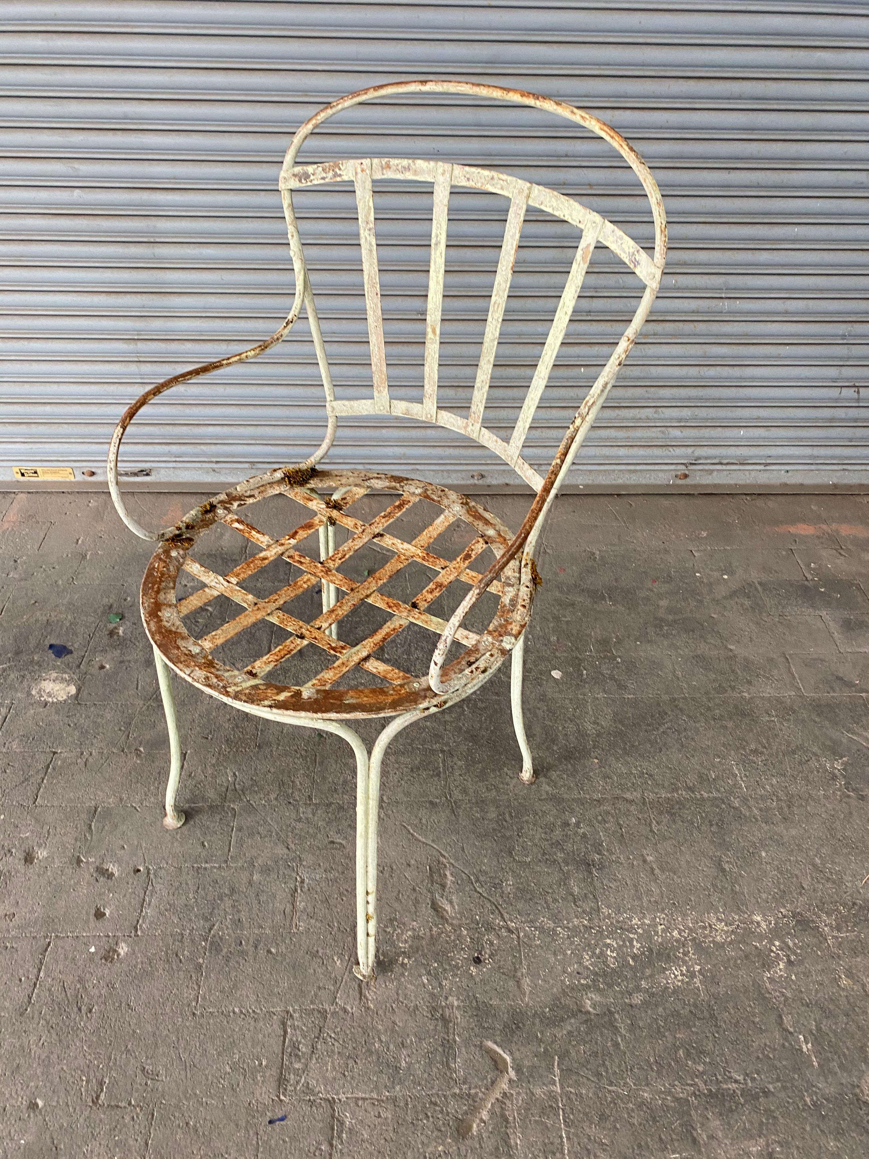 Pair of Iron Painted French Garden Chairs 7