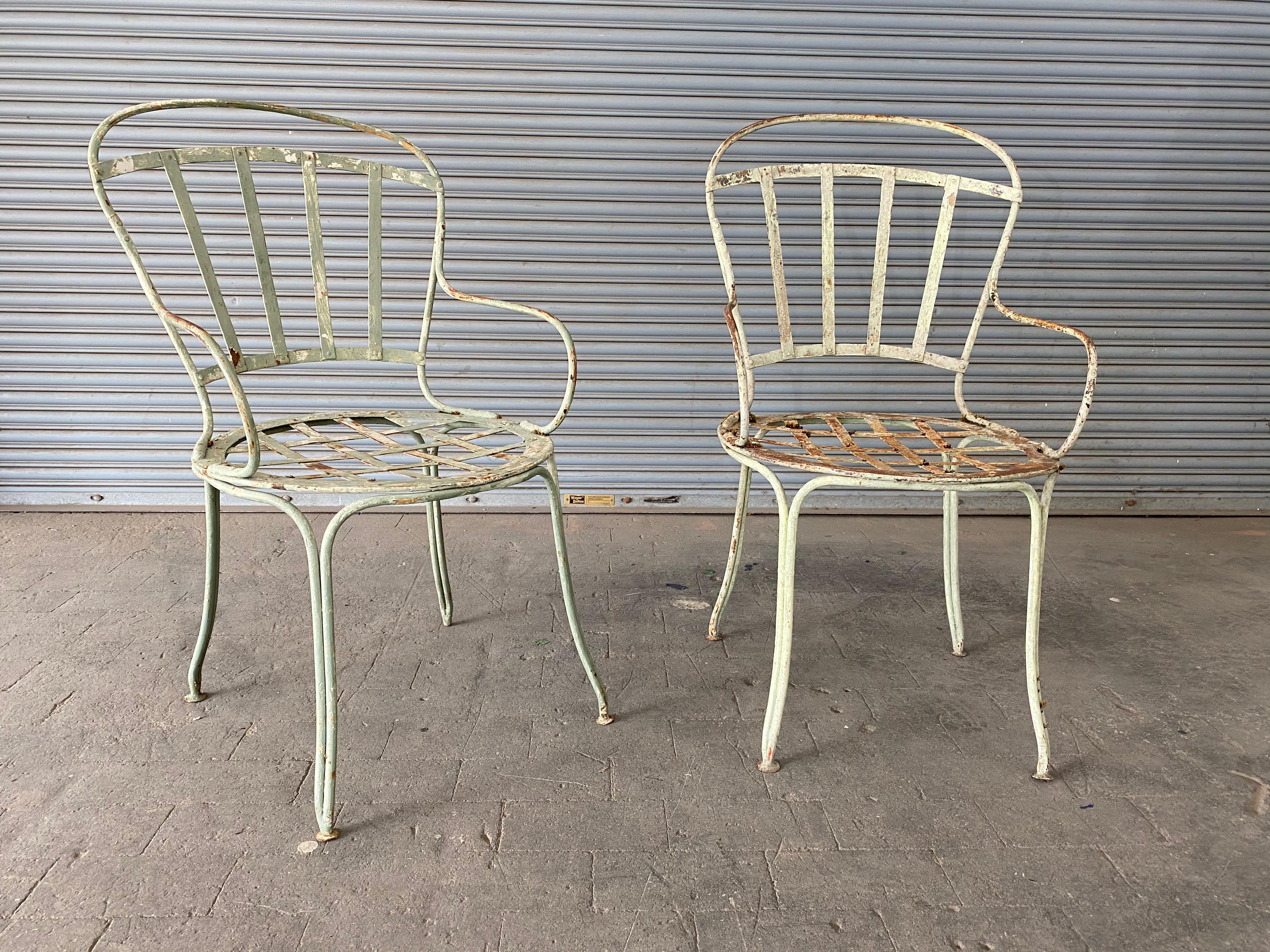Pair of Iron Painted French Garden Chairs 8