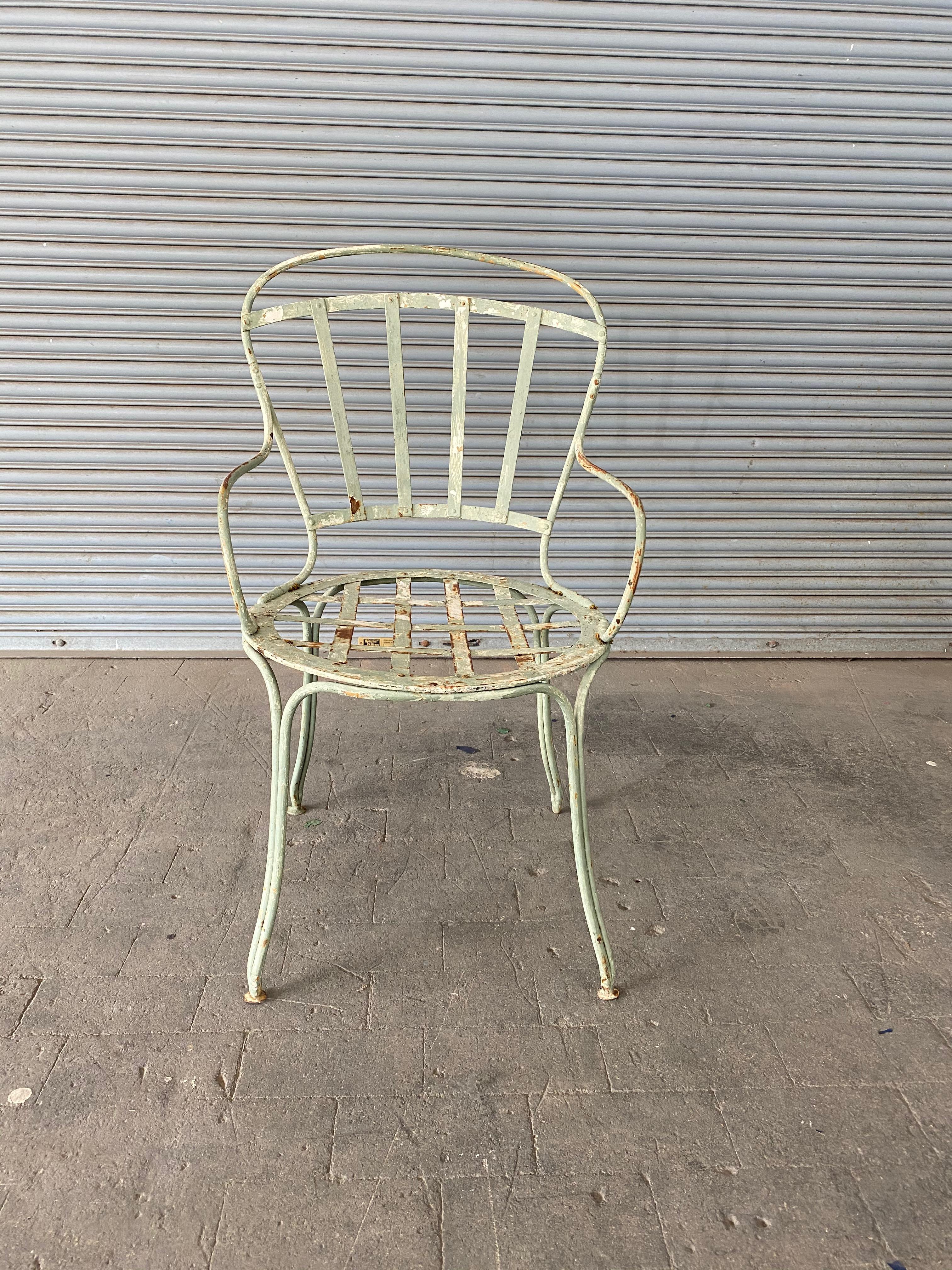 Early 20th Century Pair of Iron Painted French Garden Chairs