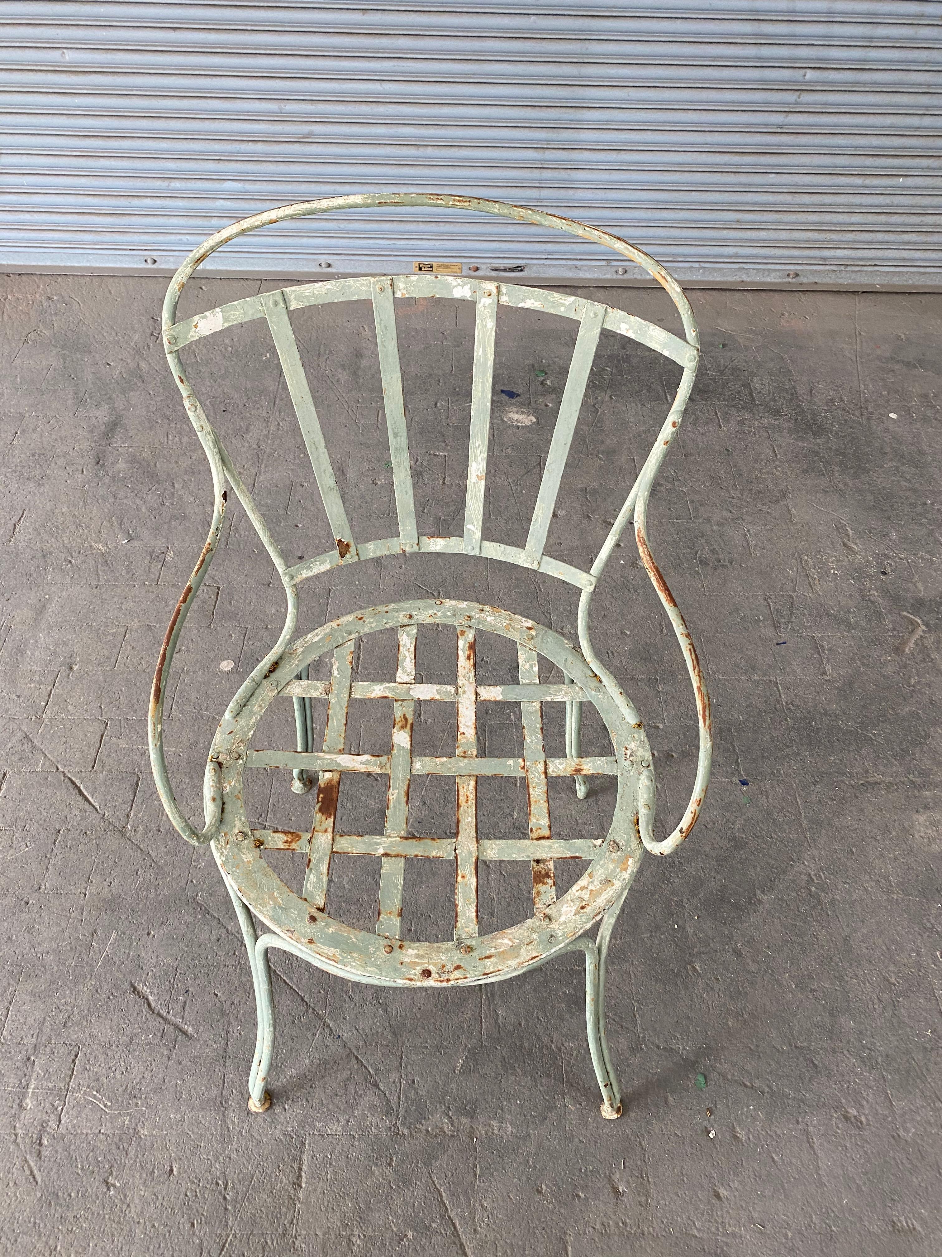 Pair of Iron Painted French Garden Chairs 1