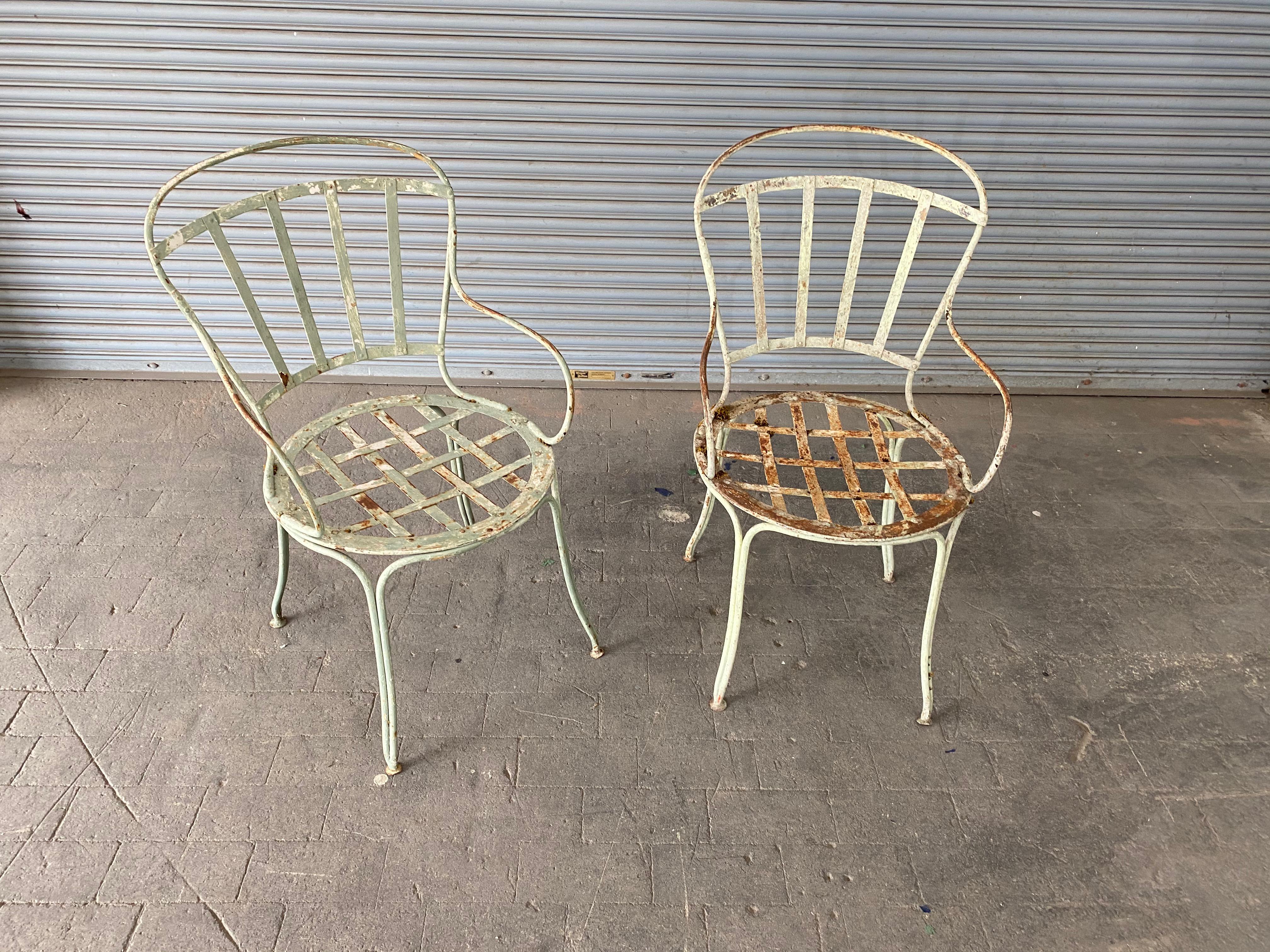 Pair of Iron Painted French Garden Chairs 4