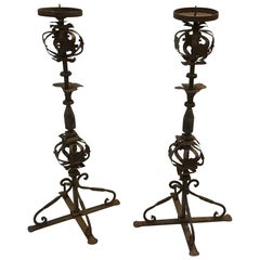 Pair of Iron Pricket Candle Stands