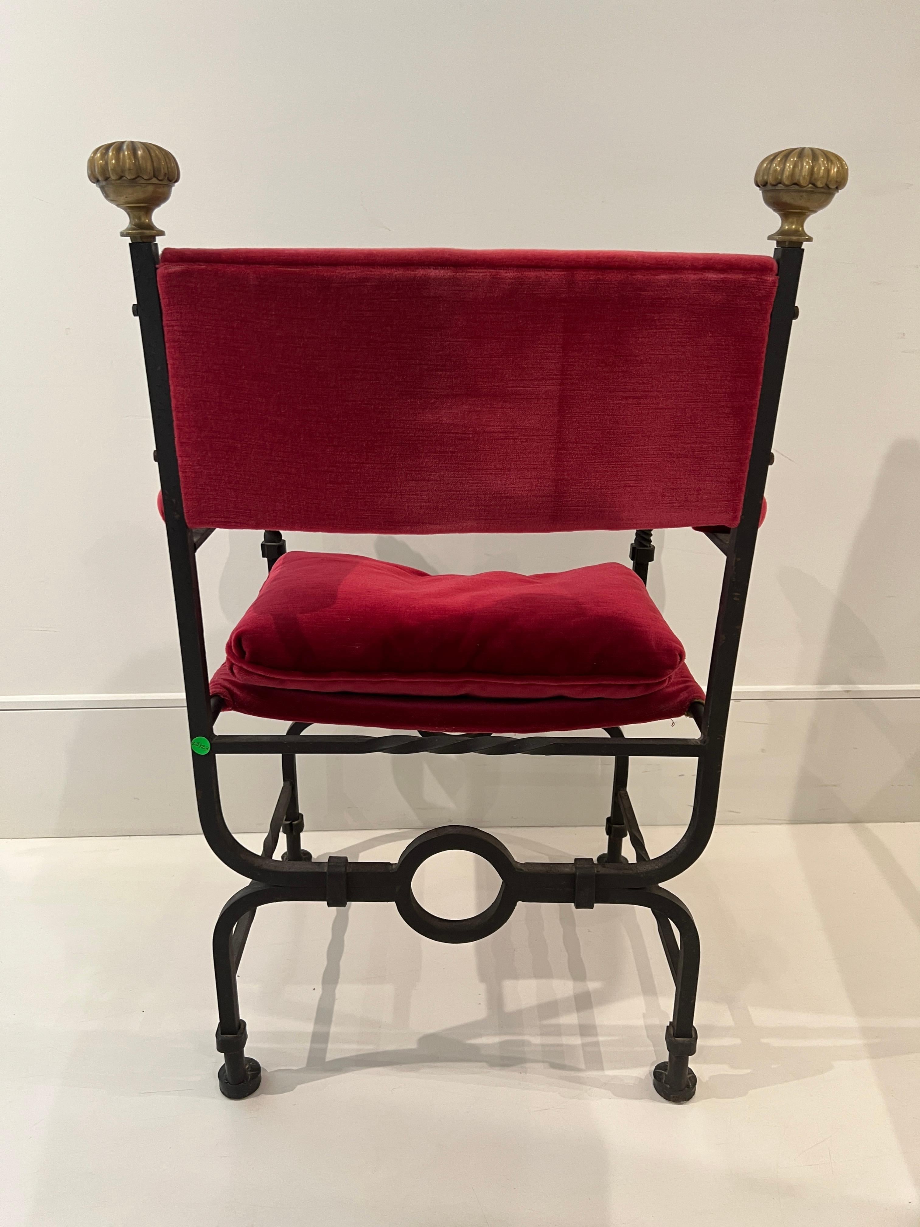 Pair of Iron Savonarola Arm Chairs with Cushions 5