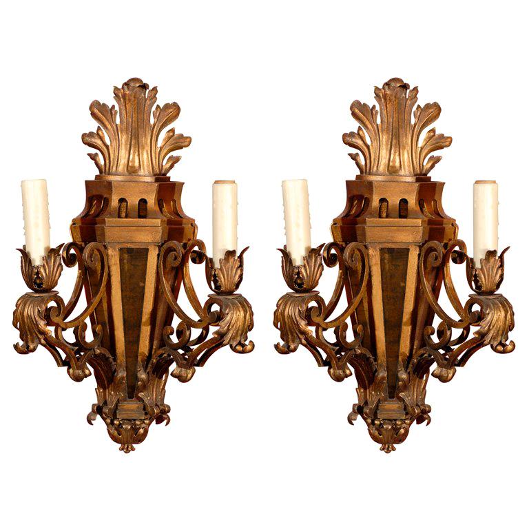 Pair of iron sconces For Sale