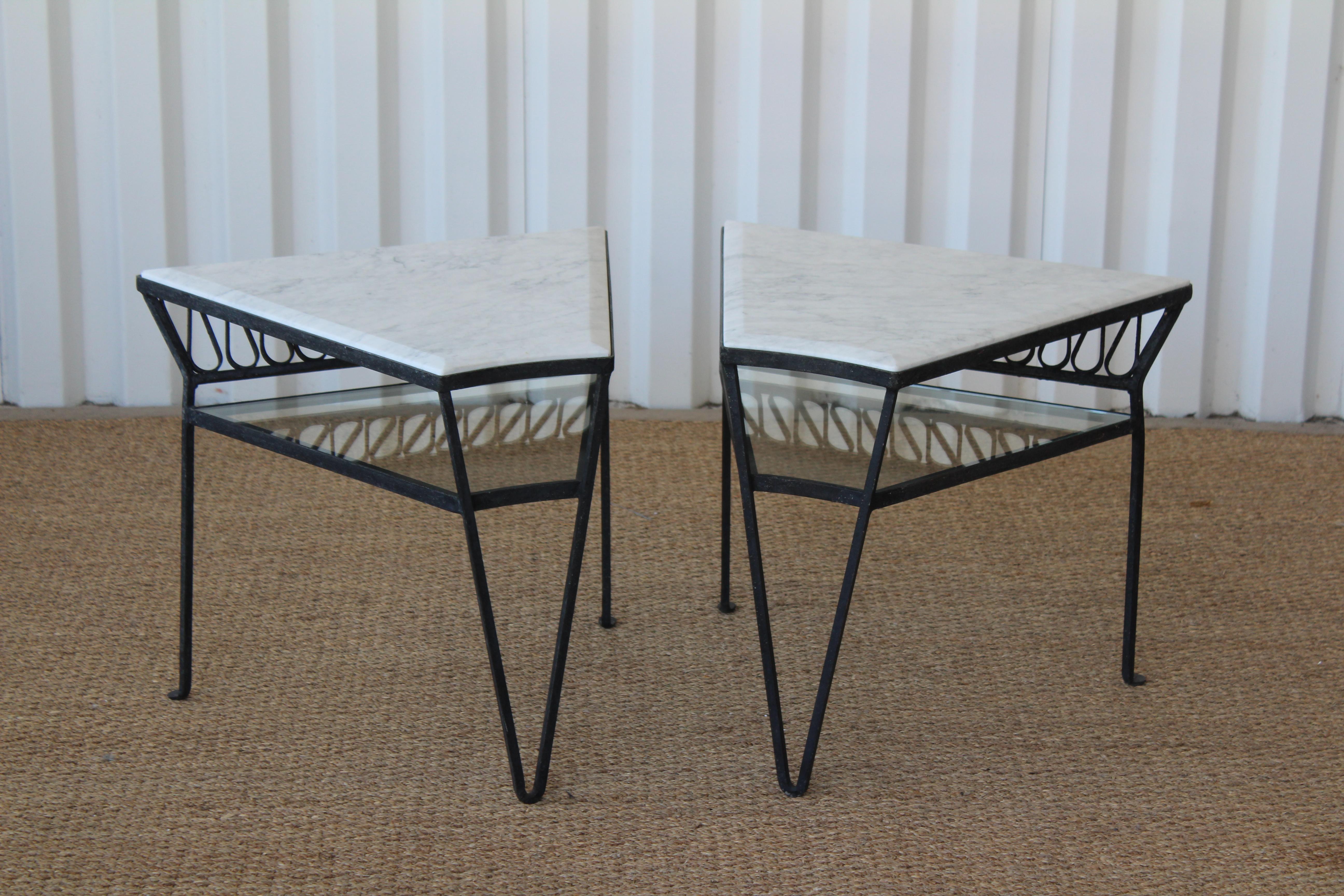 Mid-Century Modern Pair of Iron Side Tables by Maurizio Tempestini for Salterini, Italy, 1950s
