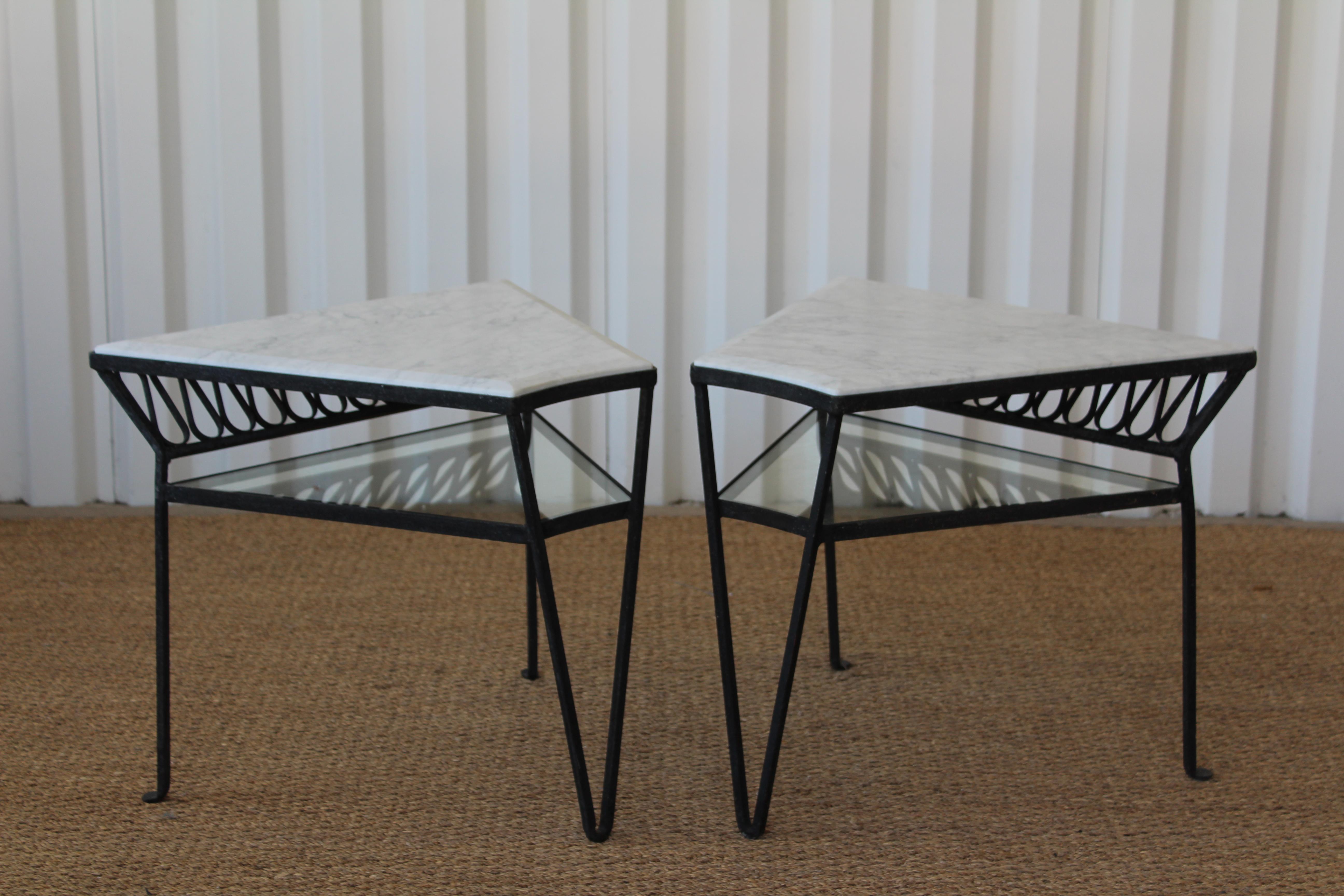 Italian Pair of Iron Side Tables by Maurizio Tempestini for Salterini, Italy, 1950s