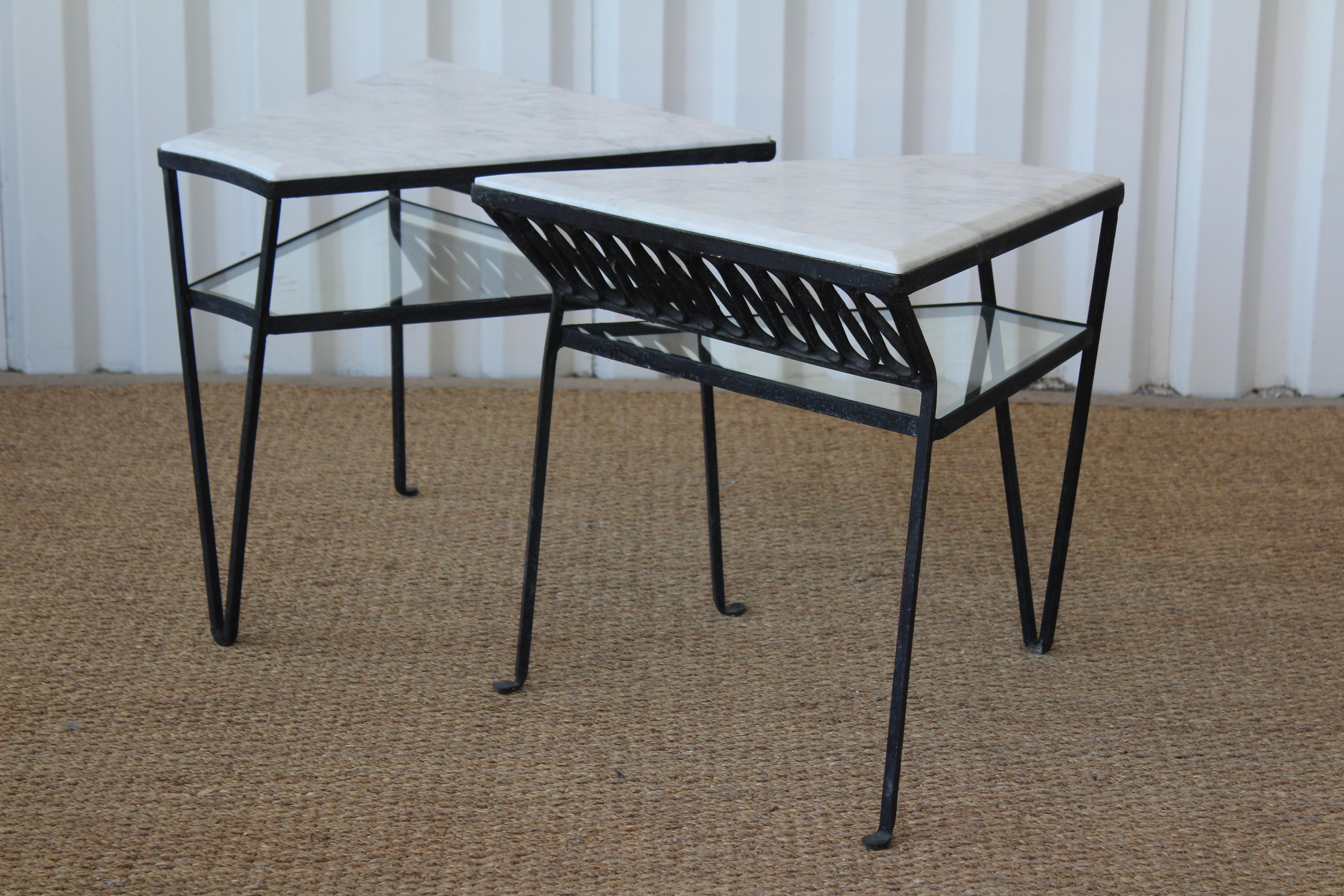 Mid-20th Century Pair of Iron Side Tables by Maurizio Tempestini for Salterini, Italy, 1950s