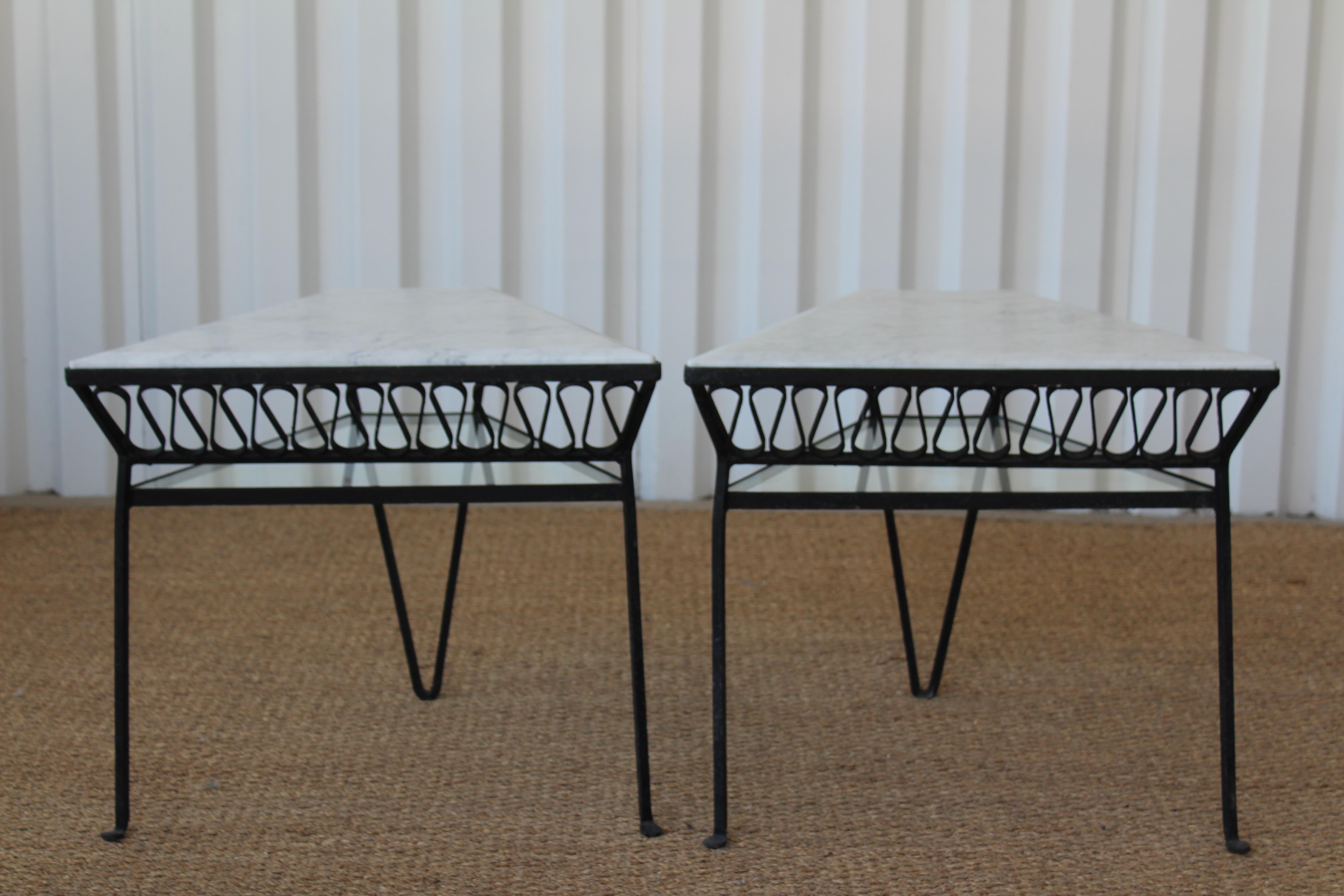Pair of Iron Side Tables by Maurizio Tempestini for Salterini, Italy, 1950s 1